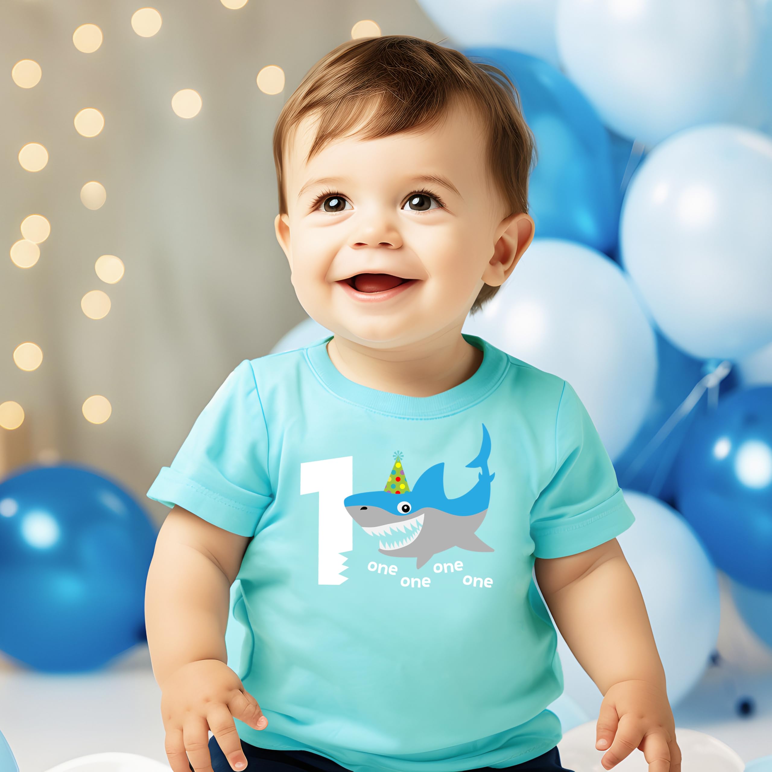 Olive Loves Apple Shark 1st Birthday Shirt for Baby Boys Shark Themed First Birthday Outfit Chill Short Sleeve Shirt