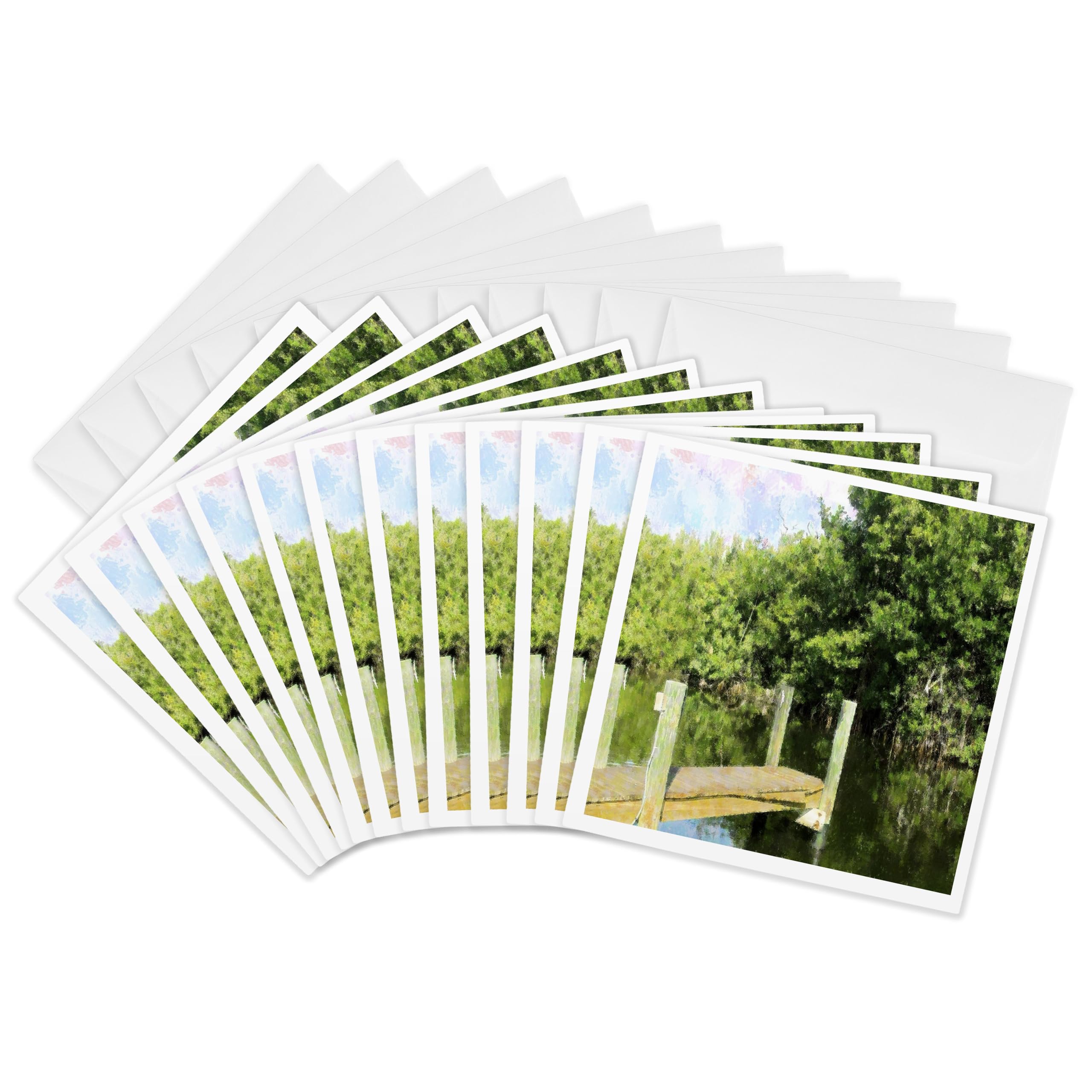 3dRose gc_10995_2 6 x 6-Inch "The Dock" Greeting Card (Pack of 12)