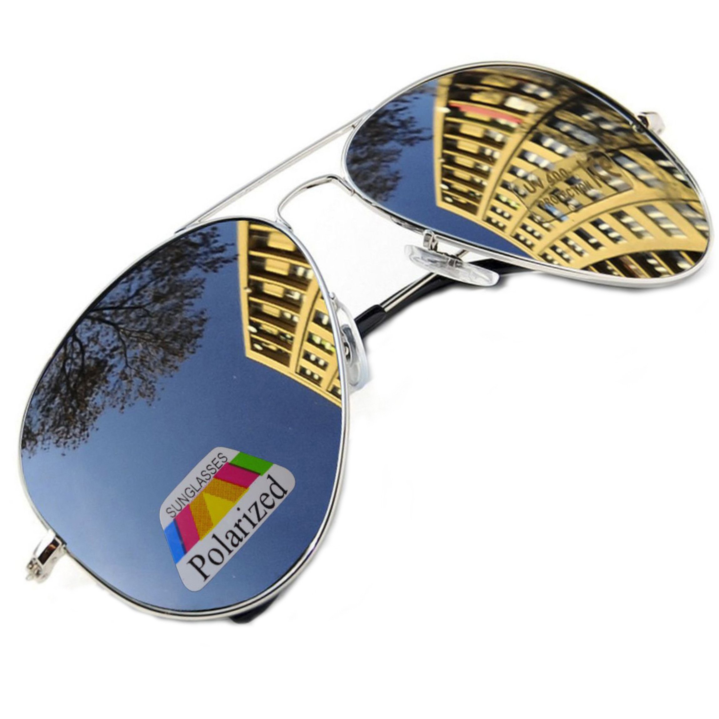 Mfaz Morefaz Ltd Men's A Silver Polarized Morefaz Wo's Original Pilot Mirrored Mirror Polarized Sunglasses Air Force Unisex Vintage Lens Uv400 (Silver Polarized) Mfaz Ltd