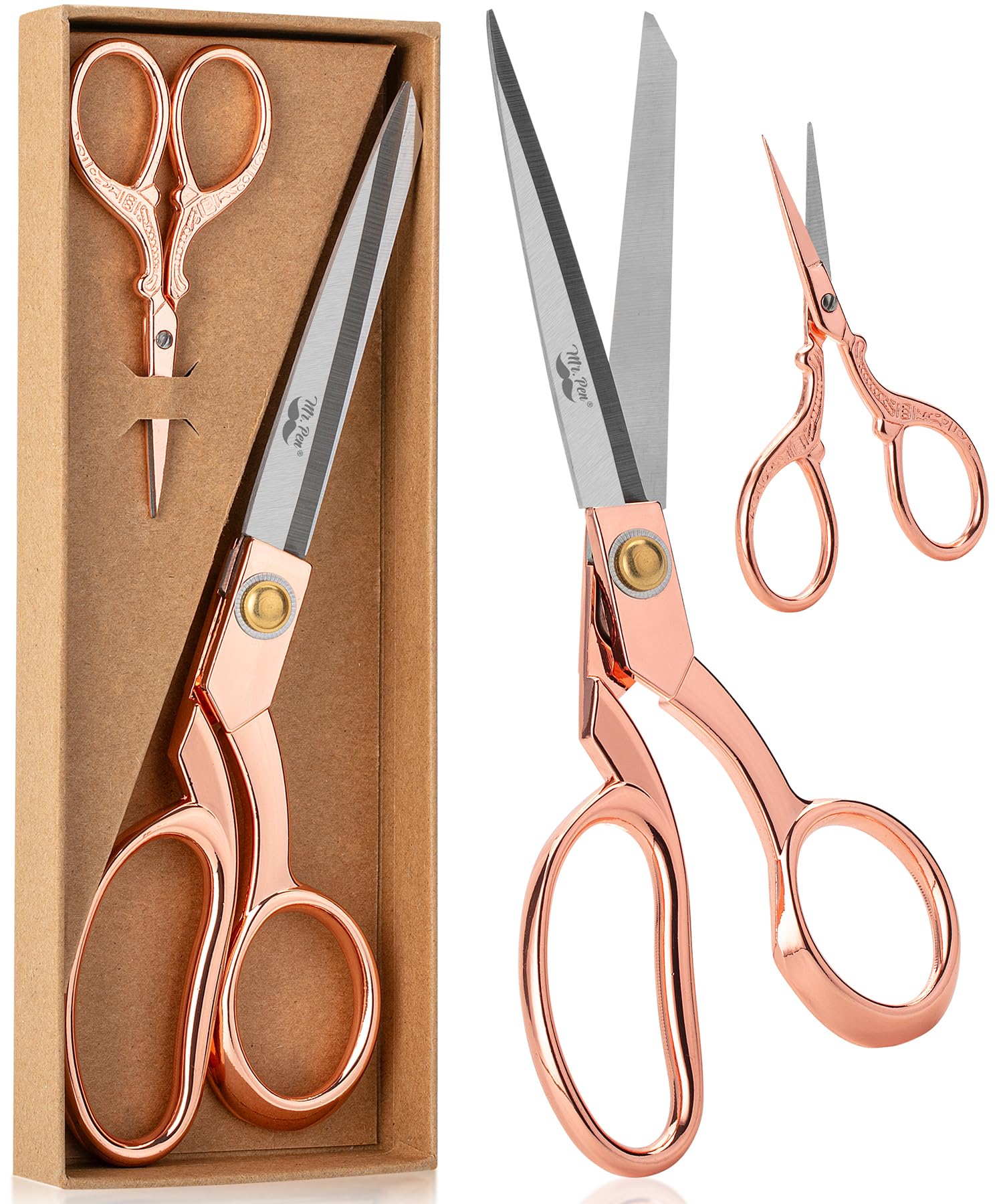 Mr. Pen- Fabric Scissors and Embroidery Scissors Set, 8.5" & 3.5", Stainless Steel, Rose Gold Premium Tailor Scissors, Sewing Scissors for Fabric Cutting, Fabric Shears, Heavy Duty Scissors Heavy Duty