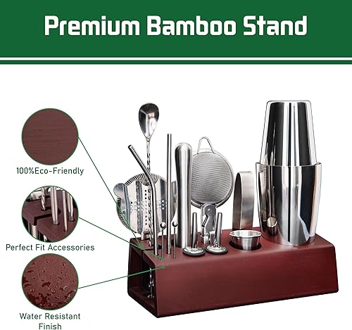 JWJIUEJIU Juego de coctelera, 15 piezas Boston Shaker Barman Kit de Barman Kit de Barman de Acero Inoxidable, Kit de Barman Profesional Juego de