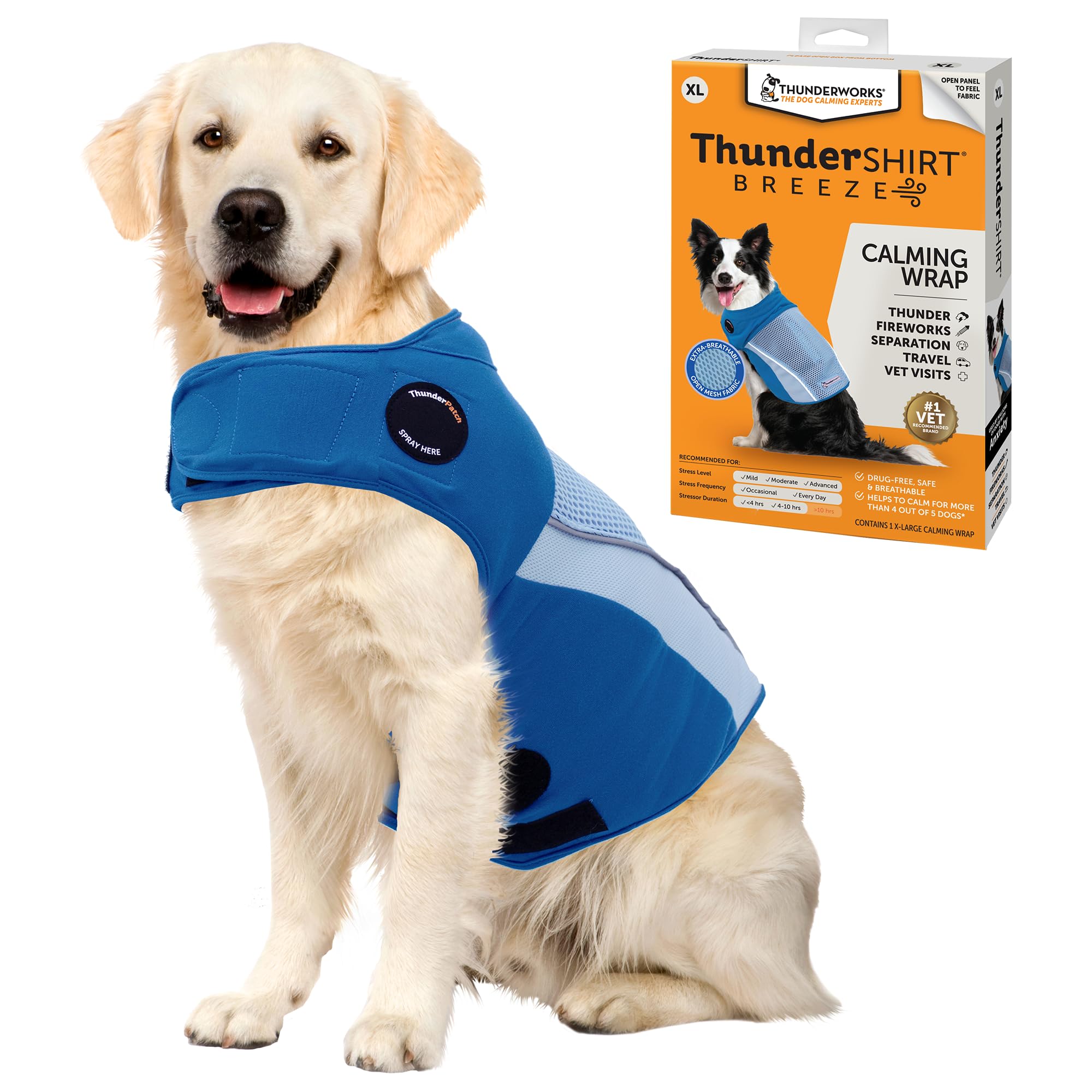 ThunderShirt Breeze for Dogs, X-Large, Sky Blue, Extra Breathable Mesh Fabric, Dog Anxiety Relief Vest for Every Day Stress & Calming During Thunder Storms and Fireworks โ image 1