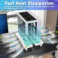 Vista 3 de Soporte de PC, soporte móvil para CPU para piso, soporte enrollable ajustable para CPU, soporte de torre de computadora debajo del escritorio