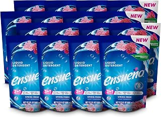 Ensueño Liquid Laundry Detergent Pouches, Spring Fresh, 8 Loads Per Pack (Pack of 16)