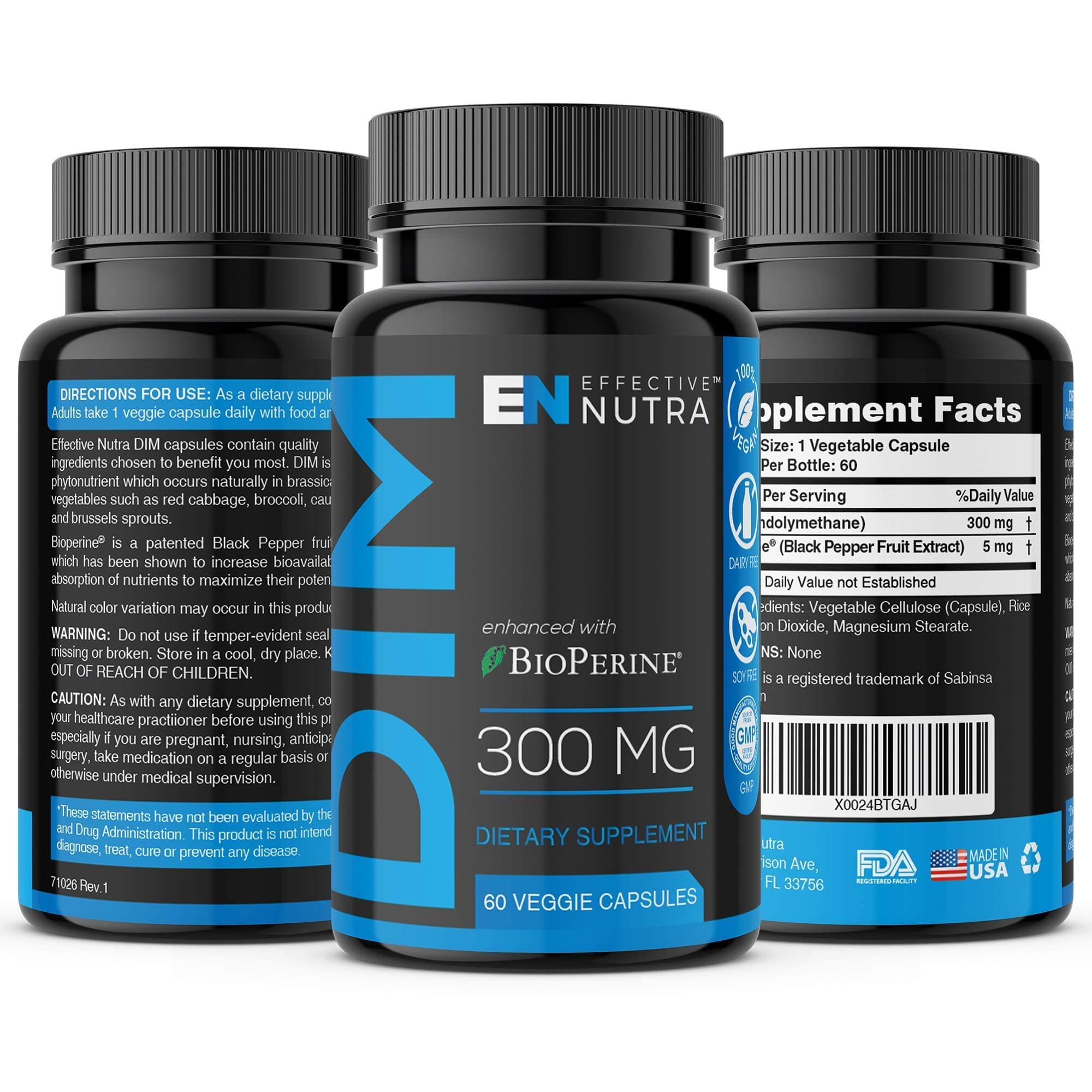 DIM Supplement 300mg Extra Strength Diindolylmethane DIM Plus BioPerine 60Day Supply