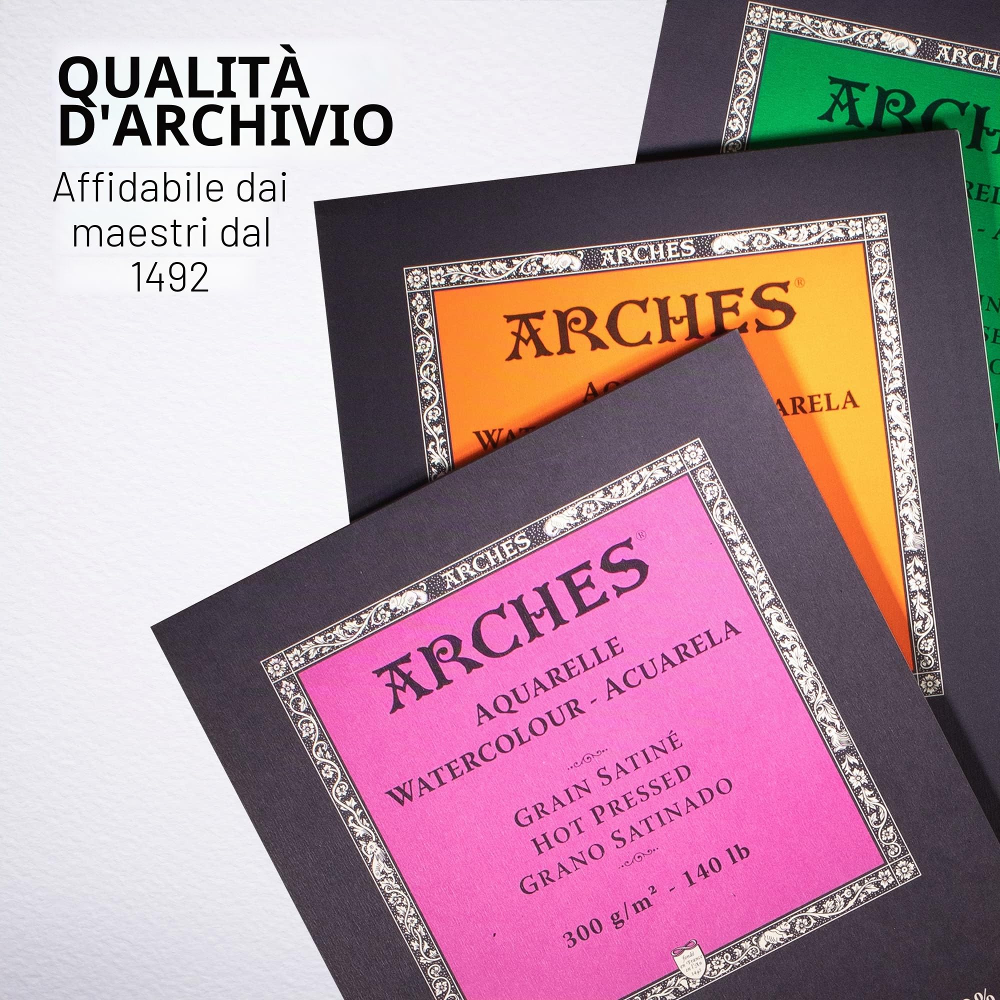 Arches Blocco Per Acquerello Incollato 1 Lato (12 Fogli) - Grana Torchon - 300 G/Mq - A3