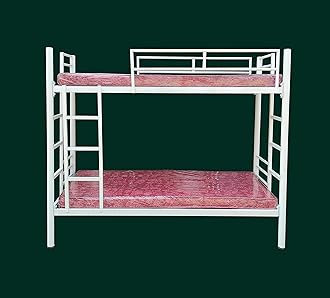 Metal Bunk Bed for Adults Without Mattress (2.5 x 6 Feet, White Powder Coated)