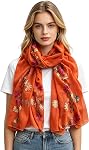 Floral Embroidered Women's Scarf Shawl Lightweight
