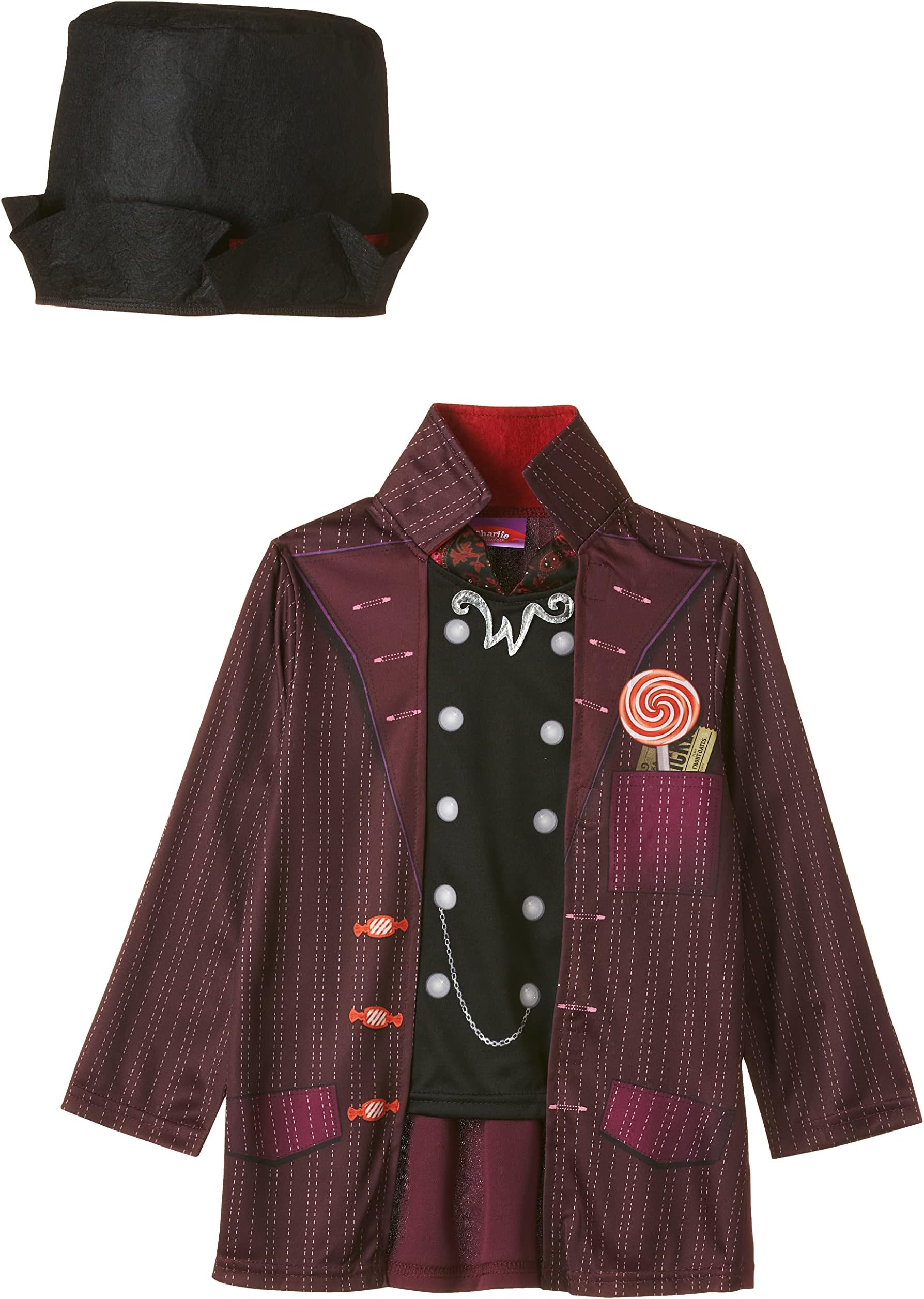 Rubie'S Official Willy Wonka Charlie And The Chocolate Factory World Book Day And Book Week Costume, Small, Black