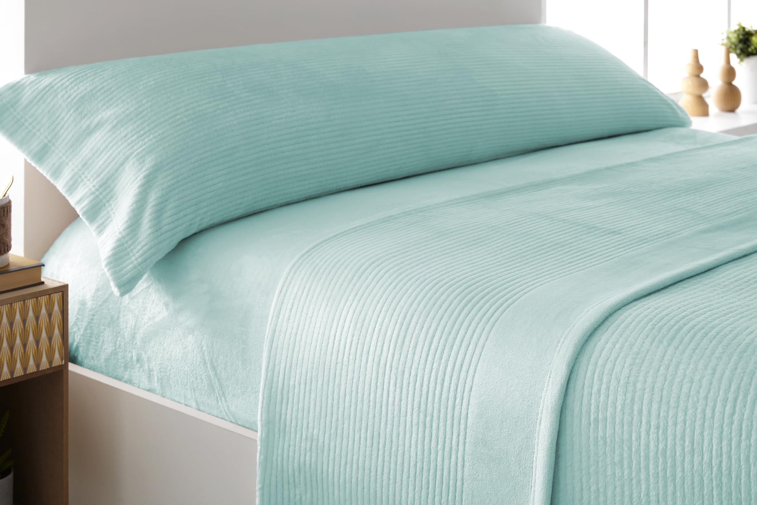 Liniva Home - Juego de Sábanas Coralina Canale, térmica para Invierno - Modelo Adriana (10910, Aqua, Cama 180 cm)