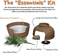 Vista 97 de Good Pet Stuff Kit original de caja de arena oculta y forro reutilizable, maceta redonda cerrada con plantas artificiales, sistema de filtro de olor
