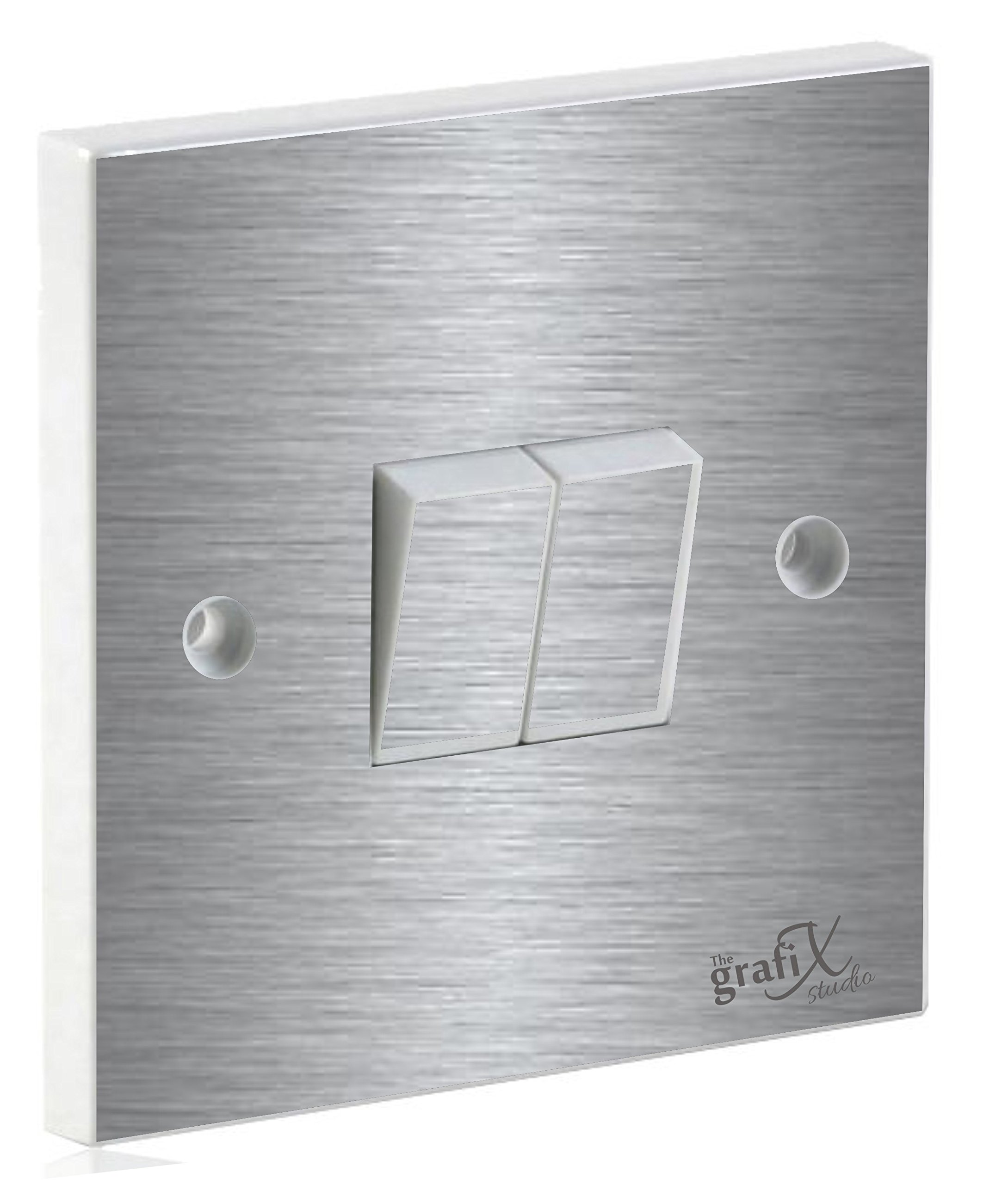 Brushed Silver Double Light Switch Sticker Vinyl/Skin Cover Decal
