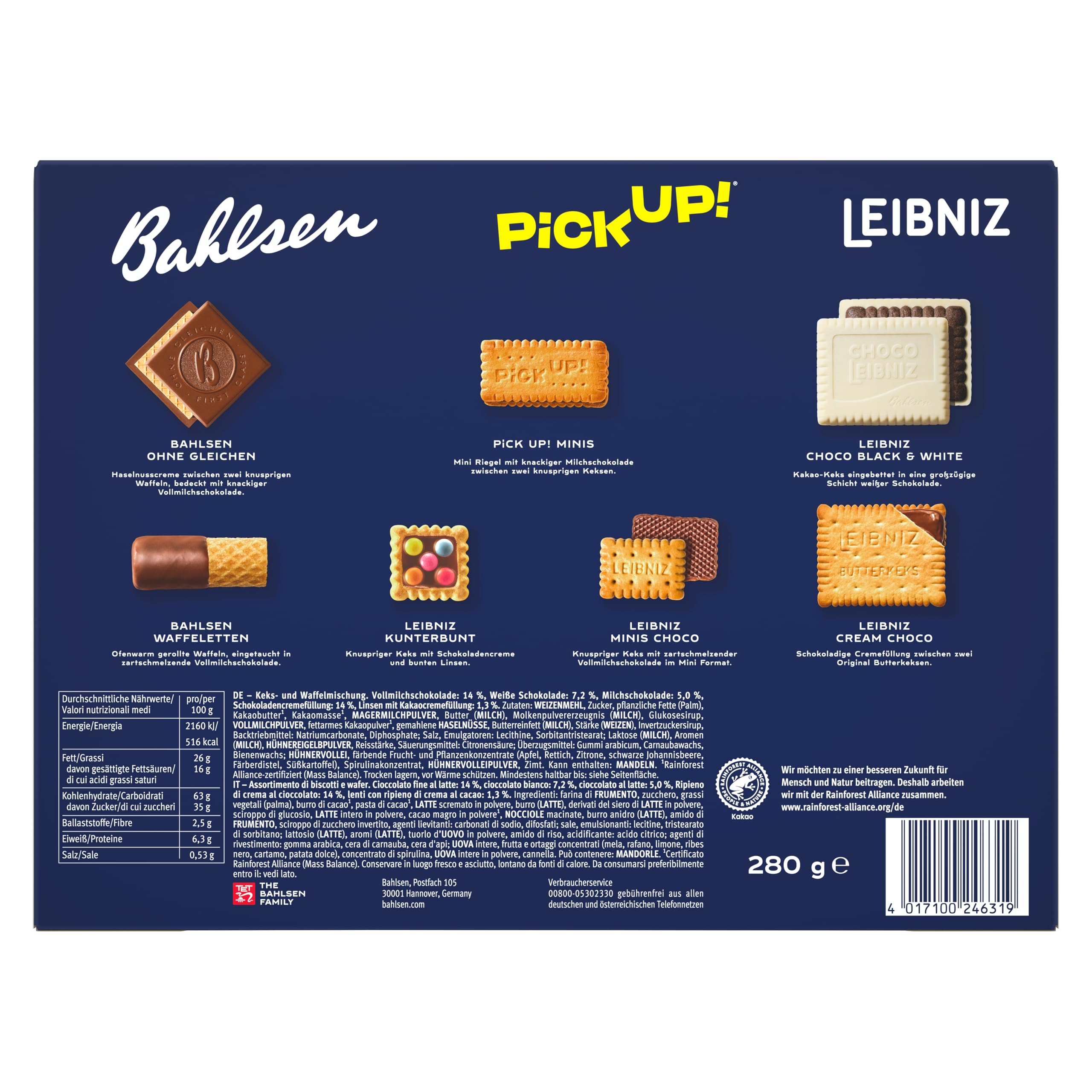 Bahlsen Unsere Keks Familie - Gebäckmischung mit 7 Sorten, 9x280g