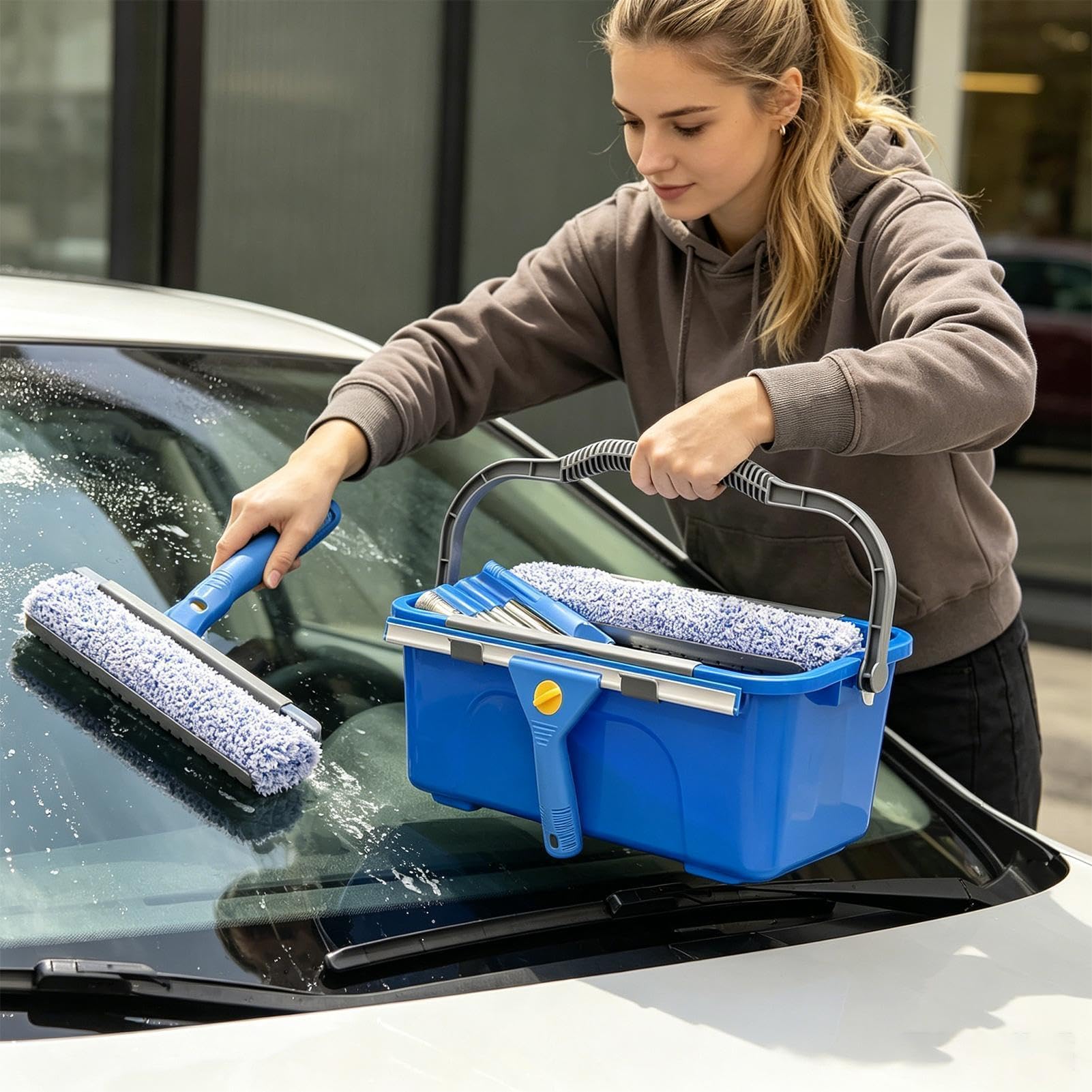 Herramientas De Limpieza De Ventanas Longitud Ajustable Con Paño De | Herramientas Limpiacristales Para Los Hogares Para Puertas De Patio, Parabrisas De Automóviles, Azulejos Y Vidrios,