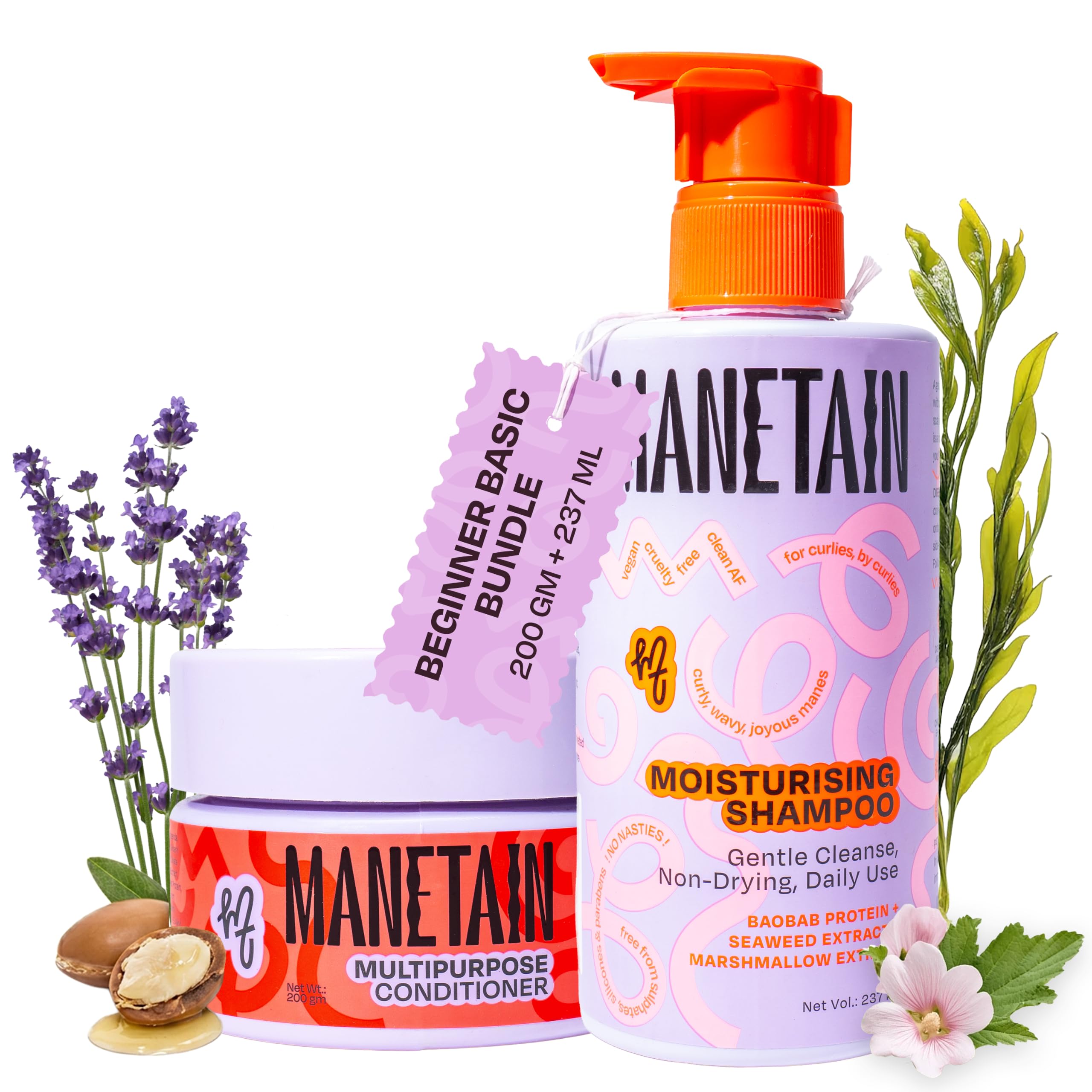 MANETAIN Beginner Basic Bundle | Moisturising Shampoo 237ml & Multipurpose Conditioner 200gm | Protein/Moisture Balanced for Curly, Wavy & Frizzy Hair | Frizz Control, Hydrating, Strengthening, Curl Enhancing | CG Friendly-image-17