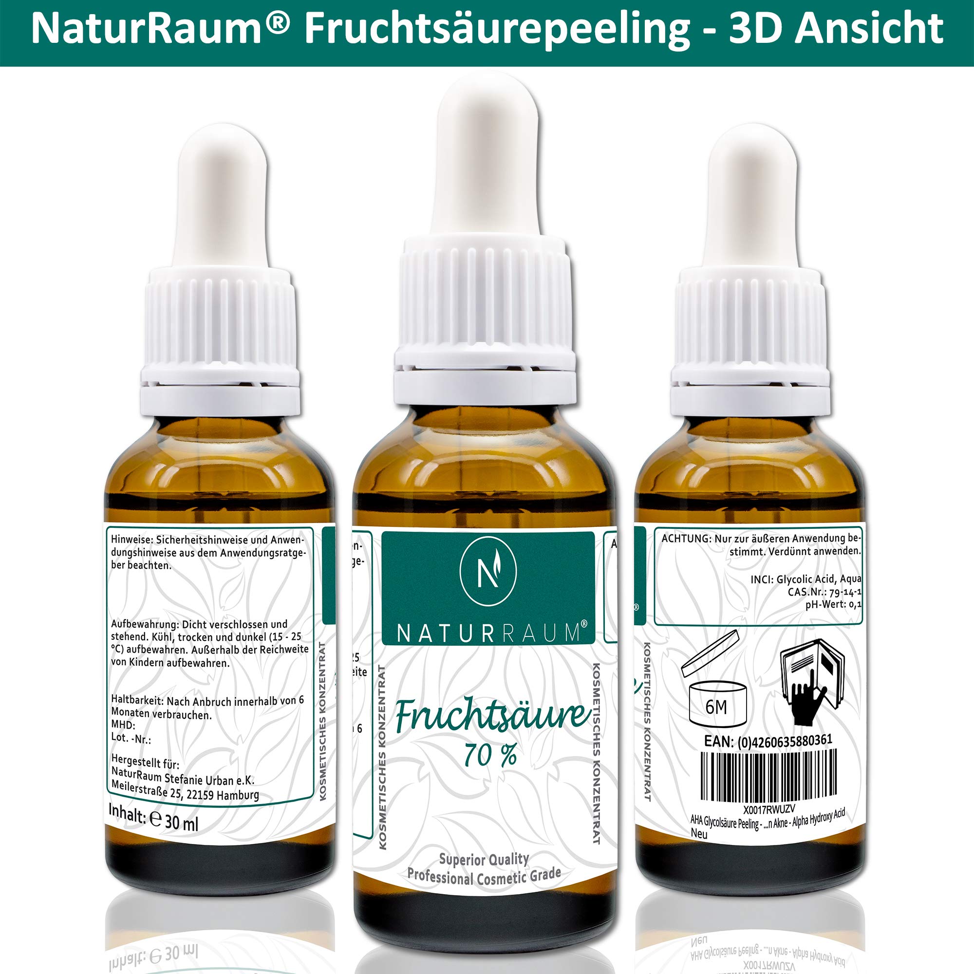 AHA Glycolsäure Peeling I Fruchtsäurepeeling 5-70% I pH 0,1 I 30ml I Professionelles chemisches Gesichtspeeling bei Hautunreinheiten Falten Akne I Alpha Hydroxy Acid