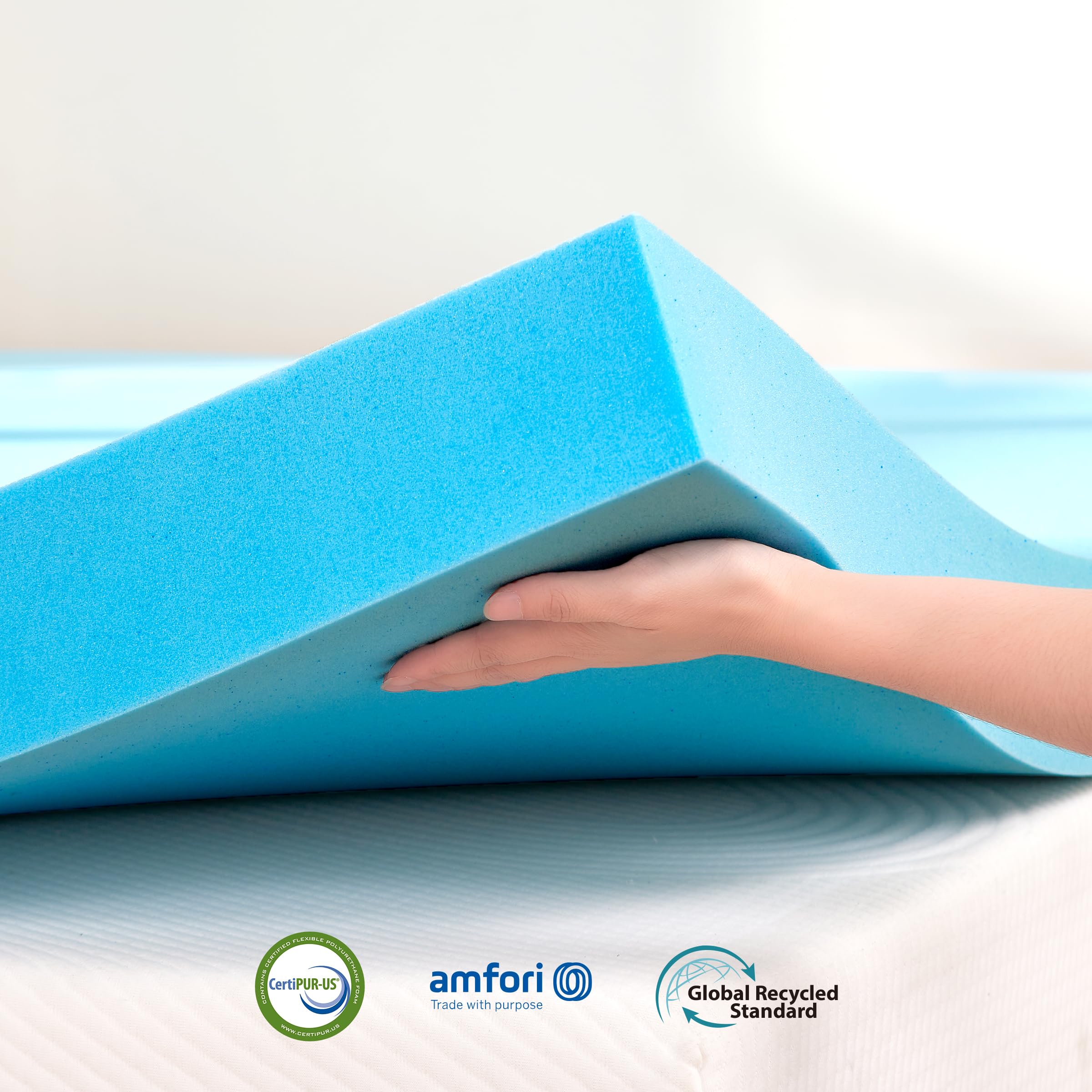 CHUN YI 3 inch Full Size Memory Foam Mattress Topper, Gel-Infused Double Bed Topper for Pressure Relief CertiPUR-US Certified