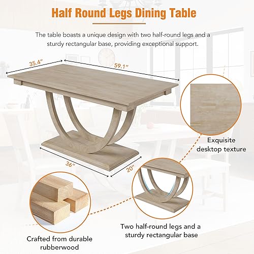 Miniatura 3 de P PURLOVE Juego de mesa de comedor de diseño especial para 6, juego de comedor de madera maciza de 6 piezas, juego de mesa de cocina de estilo