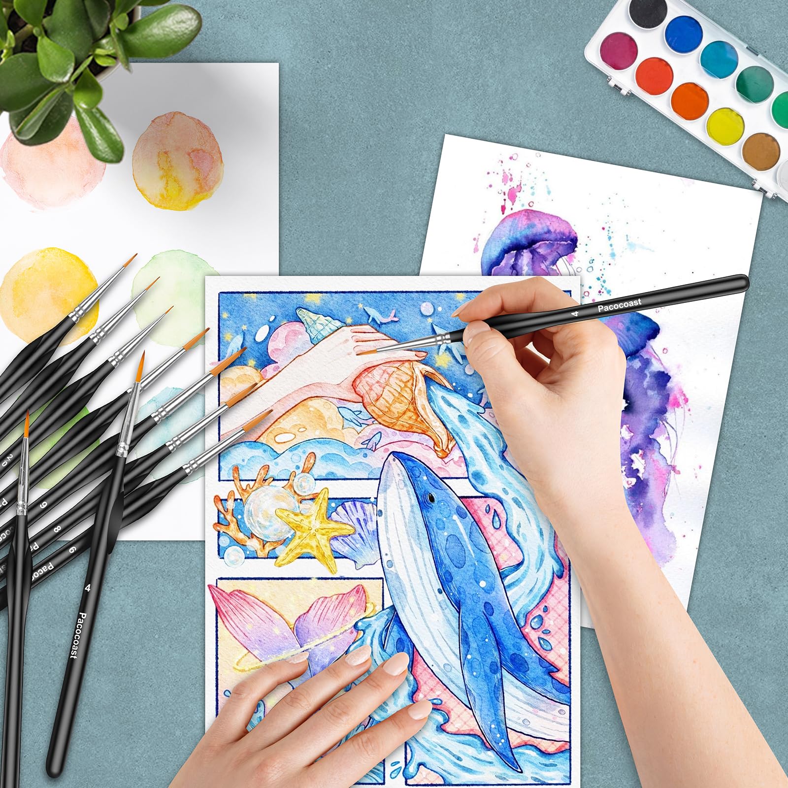 Miniature Paint Brushes Set - 12 Piece Detail Brushes -6 Miniature Paint Brushes Set - 12 Piece Detail Brushes -6