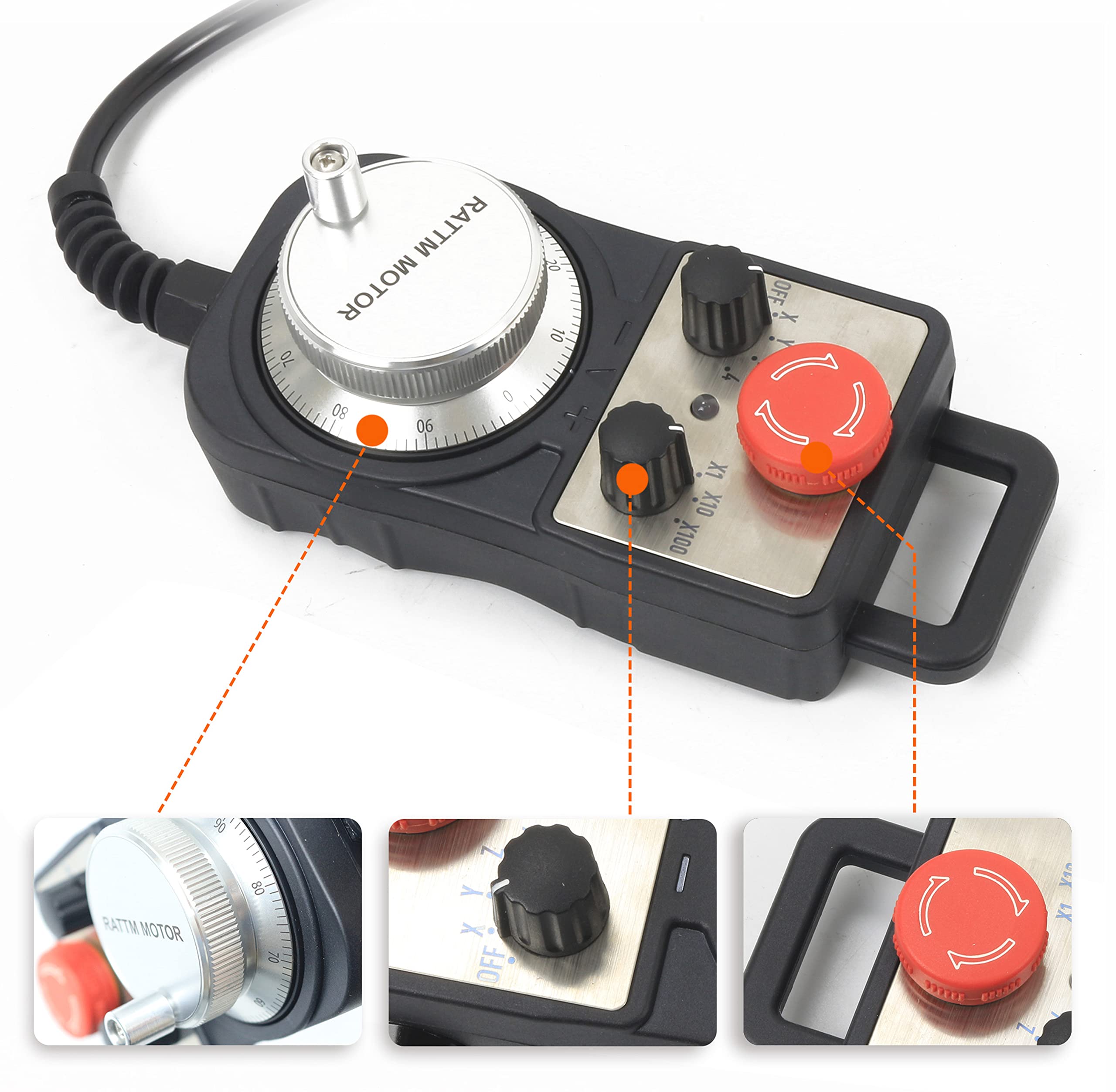 RATTMMOTOR 4 Achsen CNC Steuerung DDCS EXPERT+Handrad MPG für CNC Maschine | 4-Achsen Offline-Steuerung,Offline CNC Steuerung,Handrad MPG,CNC Frässteuerung, G-Code kompatibel,für CNC Graviermaschine