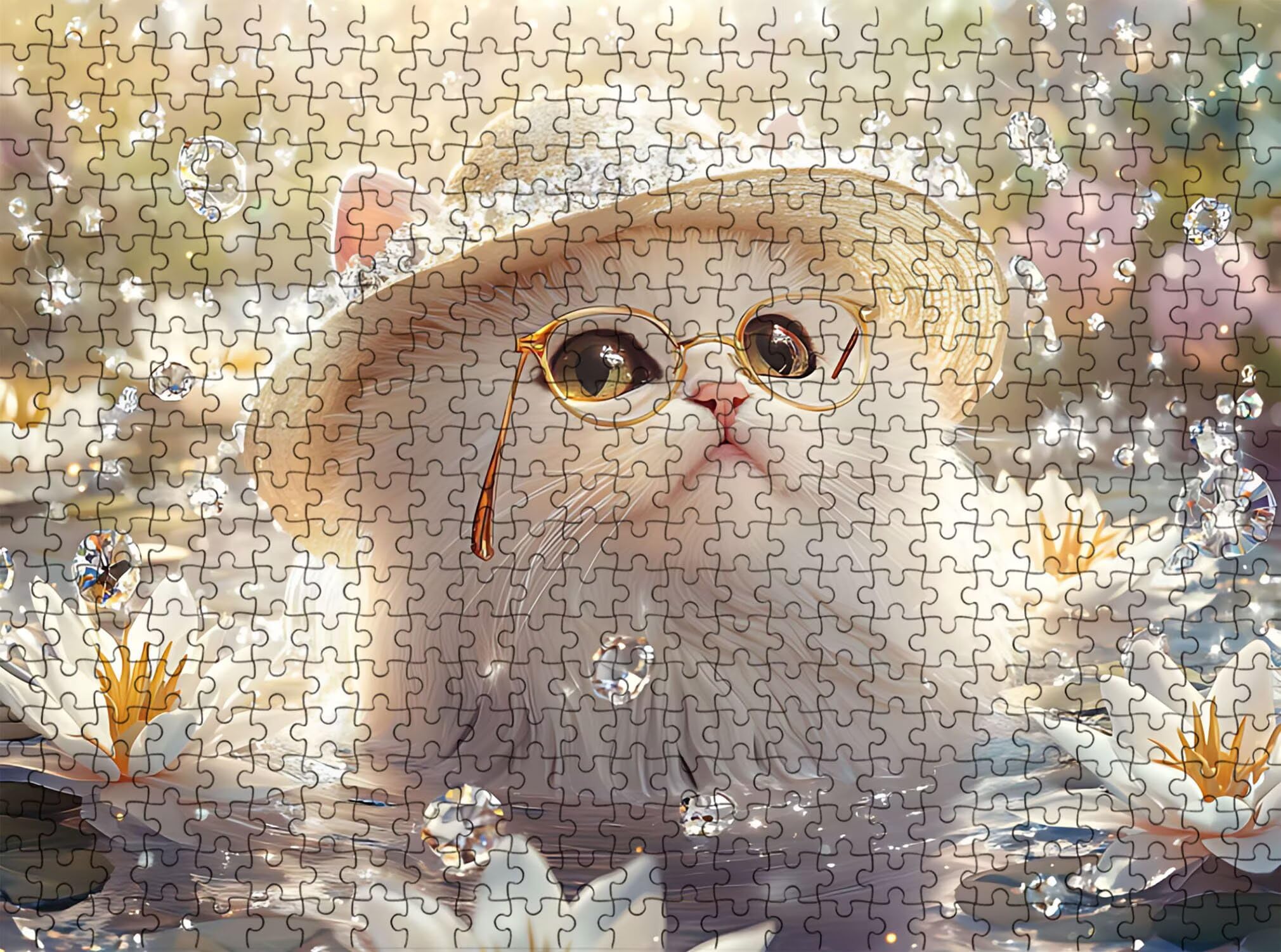 gato loto Puzzle de 1000 Piezas, Juego de Mesa Familiar de Madera - Rompecabezas Adultos para Toda La Familia, Rompecabezas Educativo DIY y Antiestrés - Incluye Póster de Referencia, 75 x 50 cm f0-691