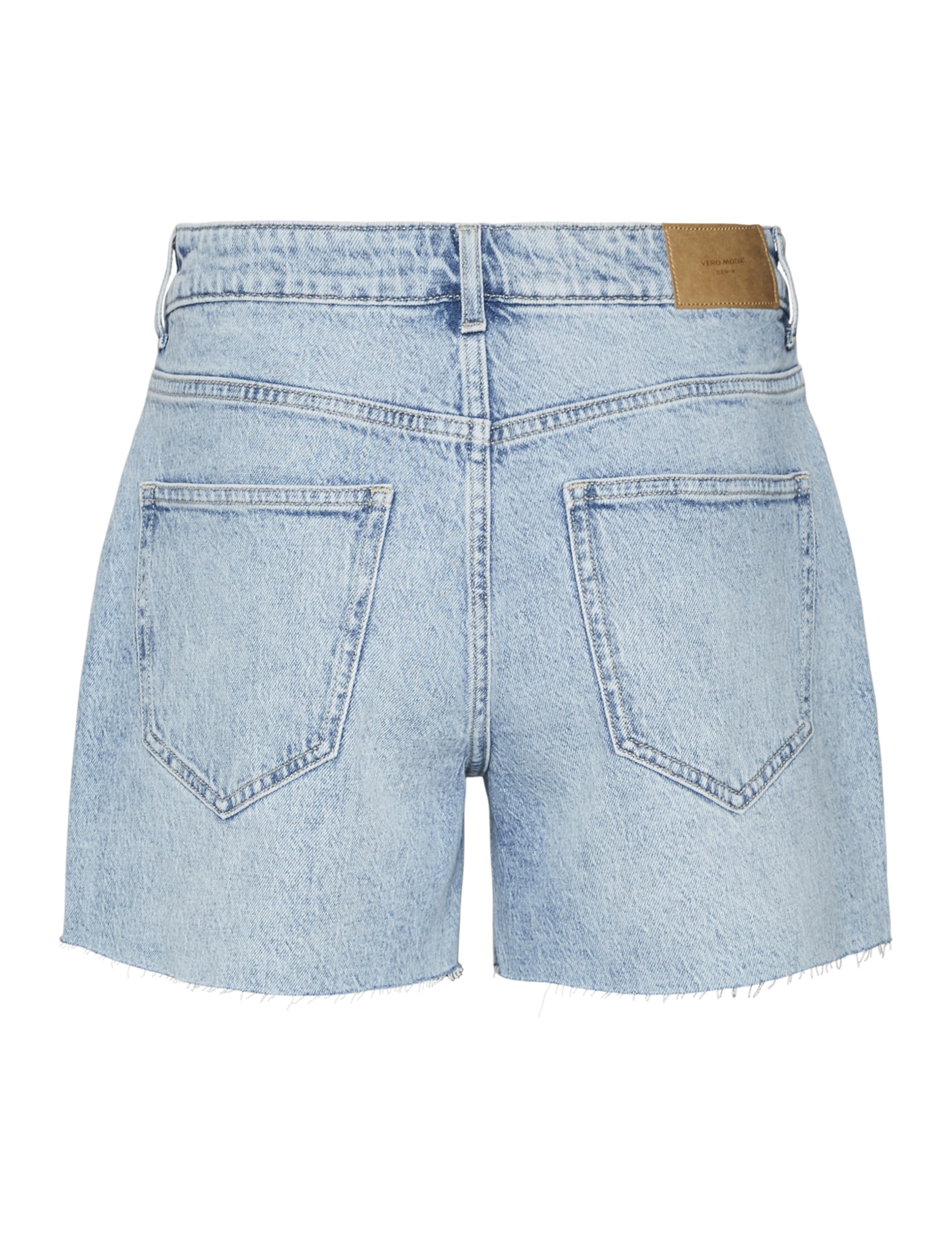 VERO MODA Short en Jean Femme avec Ourlet à Franges et Fermeture éclair