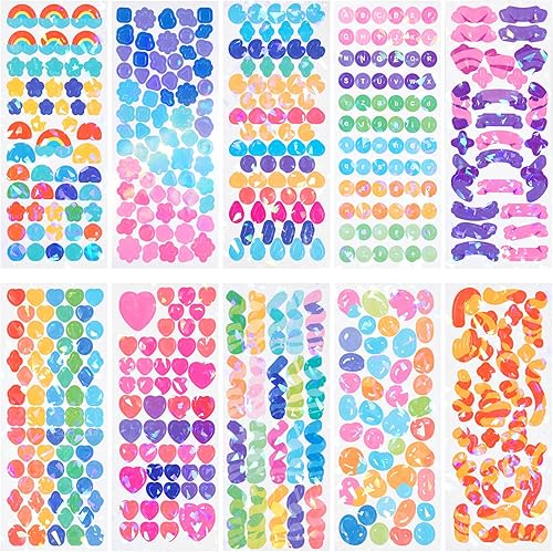 HINZIC 20 hojas de calcomanías de letras para niños, calcomanías coreanas autoadhesivas con lindo corazón, estrella, arco iris, alfabeto,