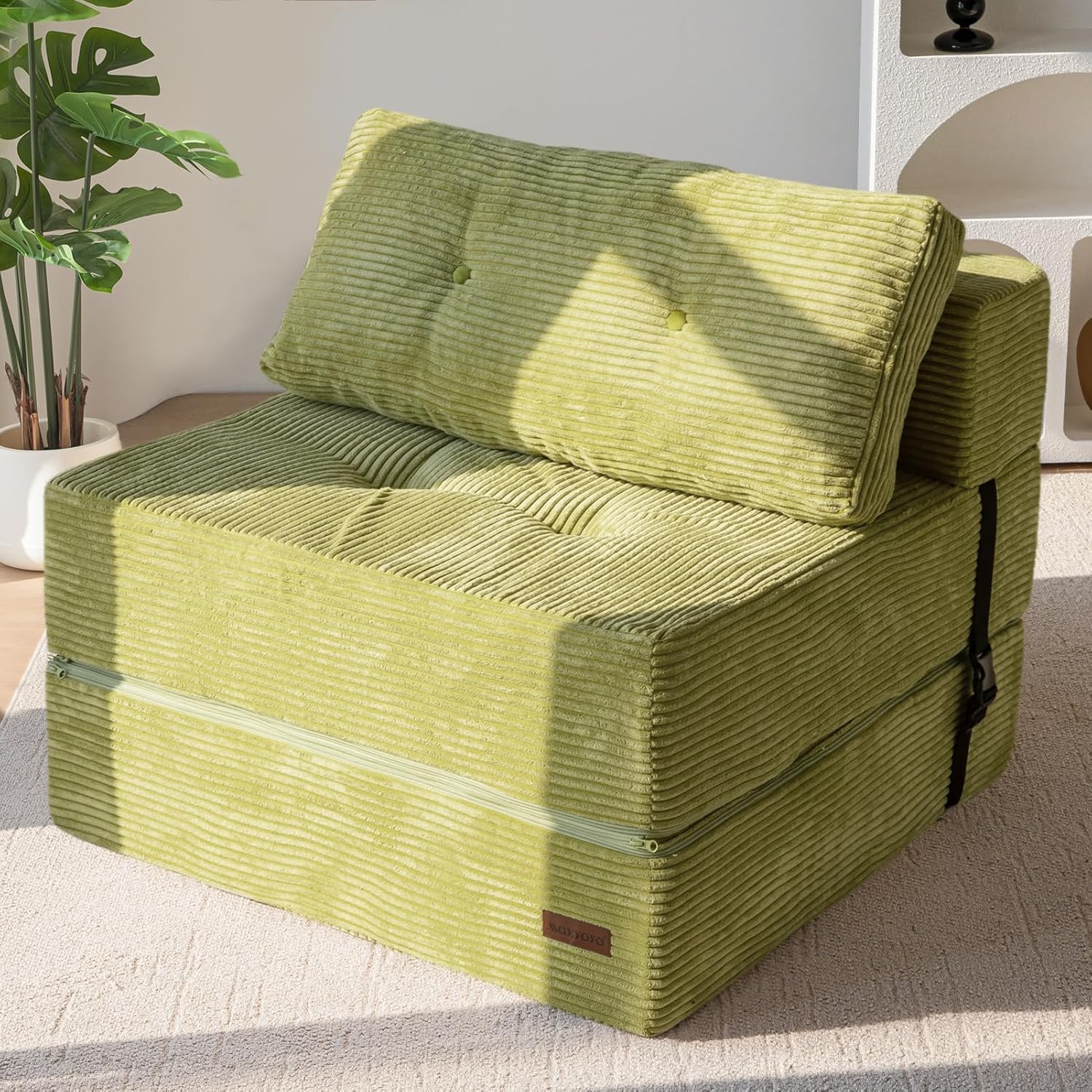 MAXYOYO Klappsofa Mit Schlaffunktion, Wandelbares Schlafsofa Mit Hochdichtem Stützschaum, Tragbarer 4-in-1-Klappstuhl, Der Sich In Eine Bodenliege Verwandeln Lässt, Vielseitiges Bodensofa