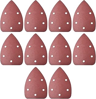 10 Pcs 150 Grits 5 Holes Detail Sander Sandpapers Triangular Sanding Papers Hook and Loop Sanding Pads for Sanding and Polishing