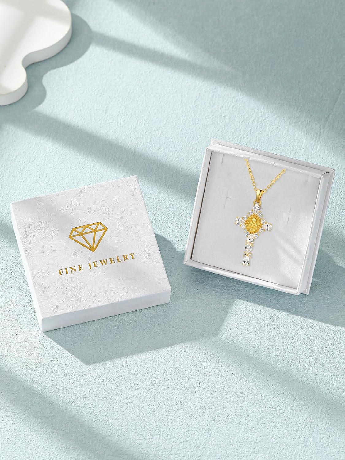 14K Gold Plated Virgin Mary Necklace Cross Necklace for Women Christmas Jewelry Wedding Anniversary Birthday Gifts for Wife Her Mom - Image 7