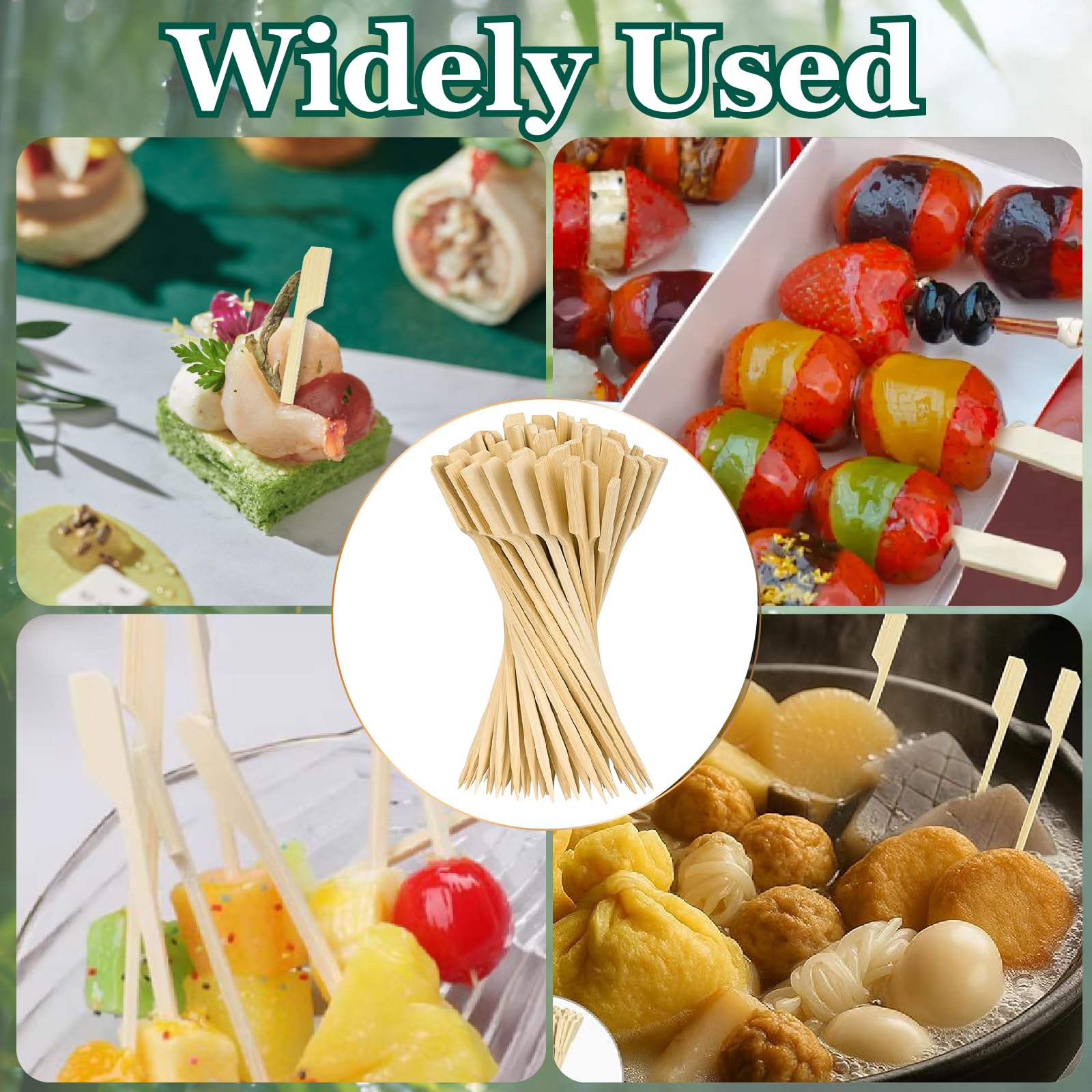 200 sztuk Finger Food Skewers, 9 cm szpikulce na palce, bambusowe wałki | Pałeczki koktajlowe, drewniane łopatki, rożny koktajlowe, pałeczki do grilla, szpikulce do przekąsek i przekąsek