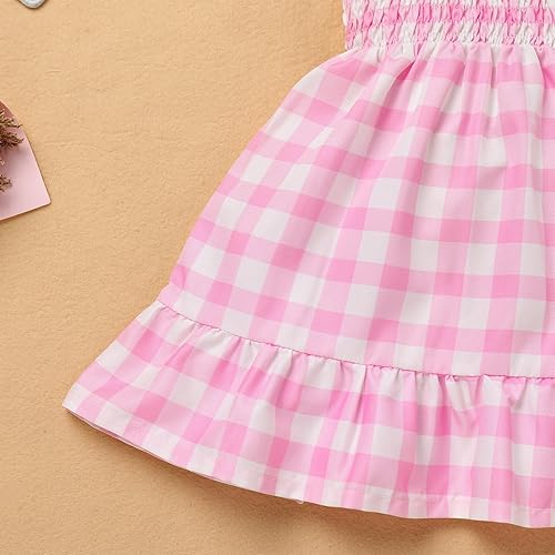 Miniatura 5 de Vestido de mameluco rosa a cuadros para niñas pequeñas, traje de primer cumpleaños, vestido bohemio de verano, disfraz de Halloween, cosplay