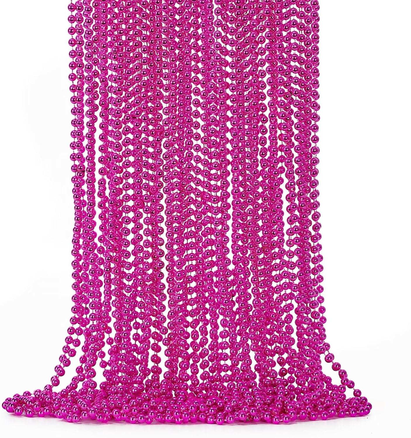 24PCS Bead Necklace, 33" Rose Red Bead Necklaces Bulk