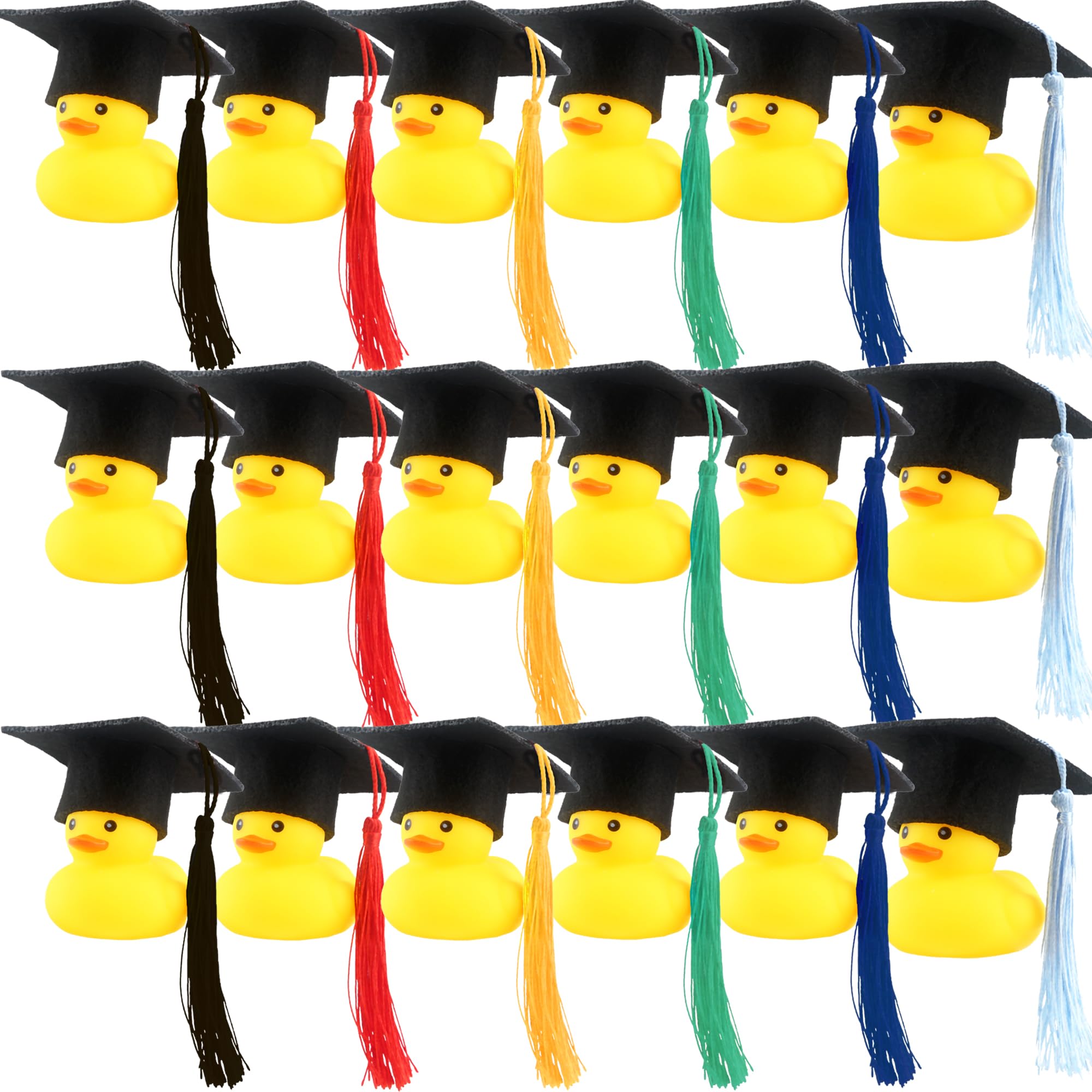 Rcanedny 18 Pack Graduation Rubber Ducks with Diploma Tassel Hats Graduation Gifts Bath Toys for 2024 Graduation Party Supplies Bathtub Accessories, 6