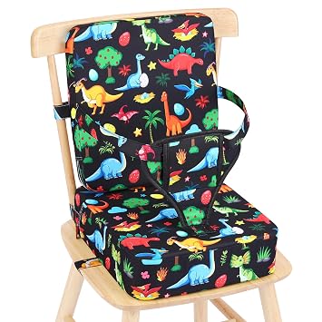 Toddler Booster Seat for Kitchen Chair, Non-Slip Bottom Dining Table Booster Seat with Backrest and Adjustable Straps, Portable Eating Travel Increasing Cushion