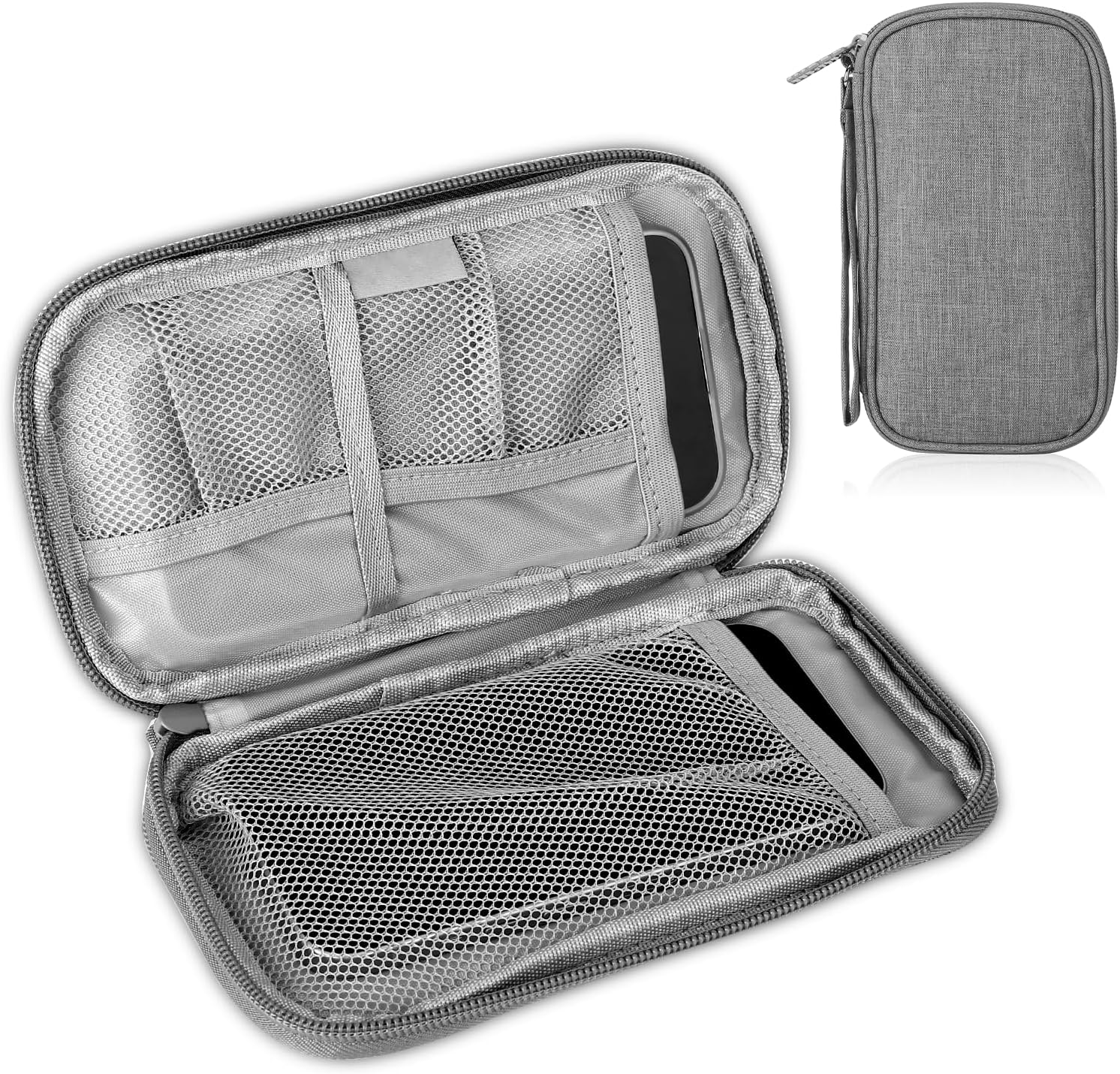 Travel Cable Organiser Bag Small Cable Organiser Bag Electronics Accessories Organizer Carry Bag Double Layers Storage Bag Pouch Electronic Portable Water-Resistant Organizer for Cord Earphone Charger