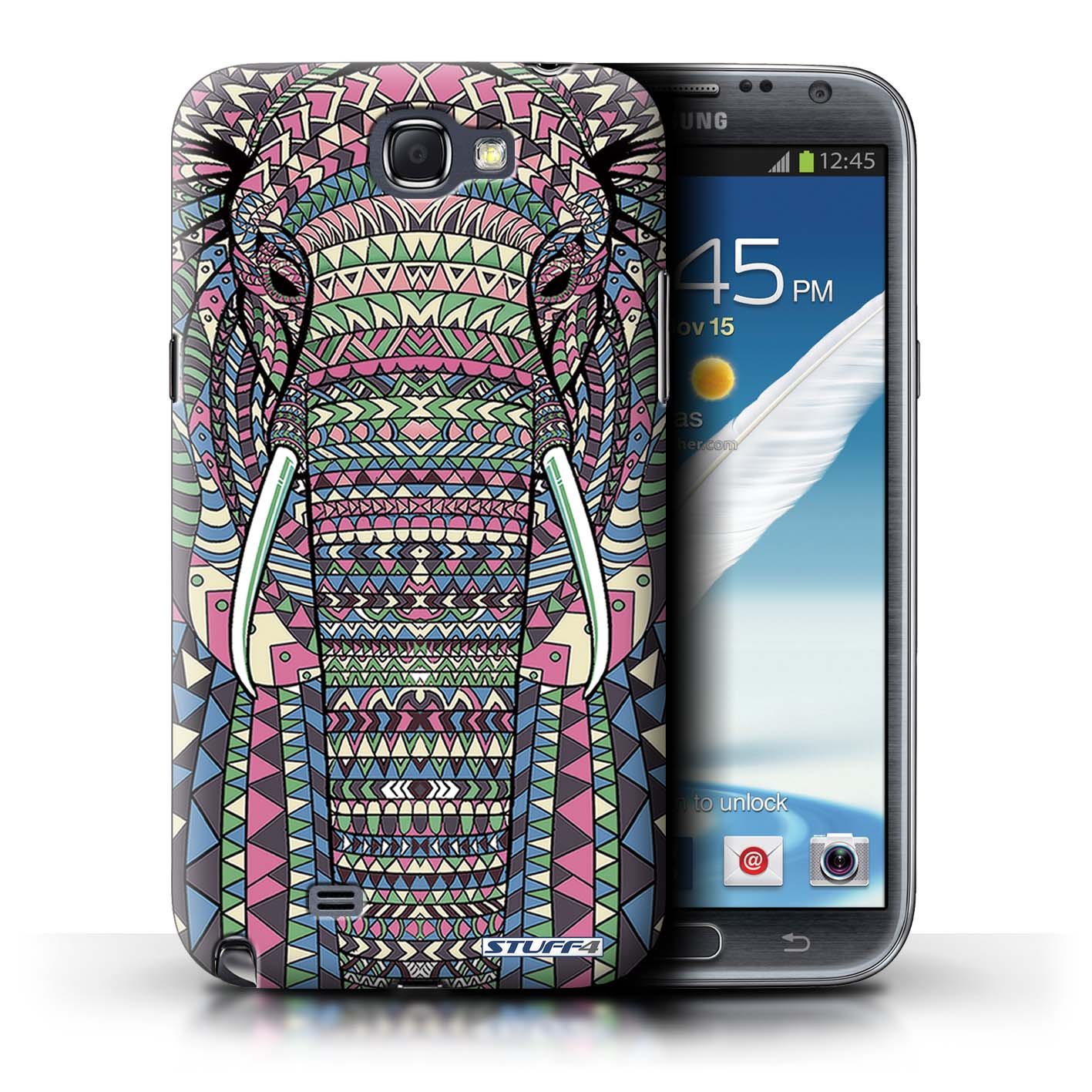 STUFF4 Phone Case / Cover for Samsung Galaxy Note 2 / Elephant-Colour Design / Aztec Animal Design Collection