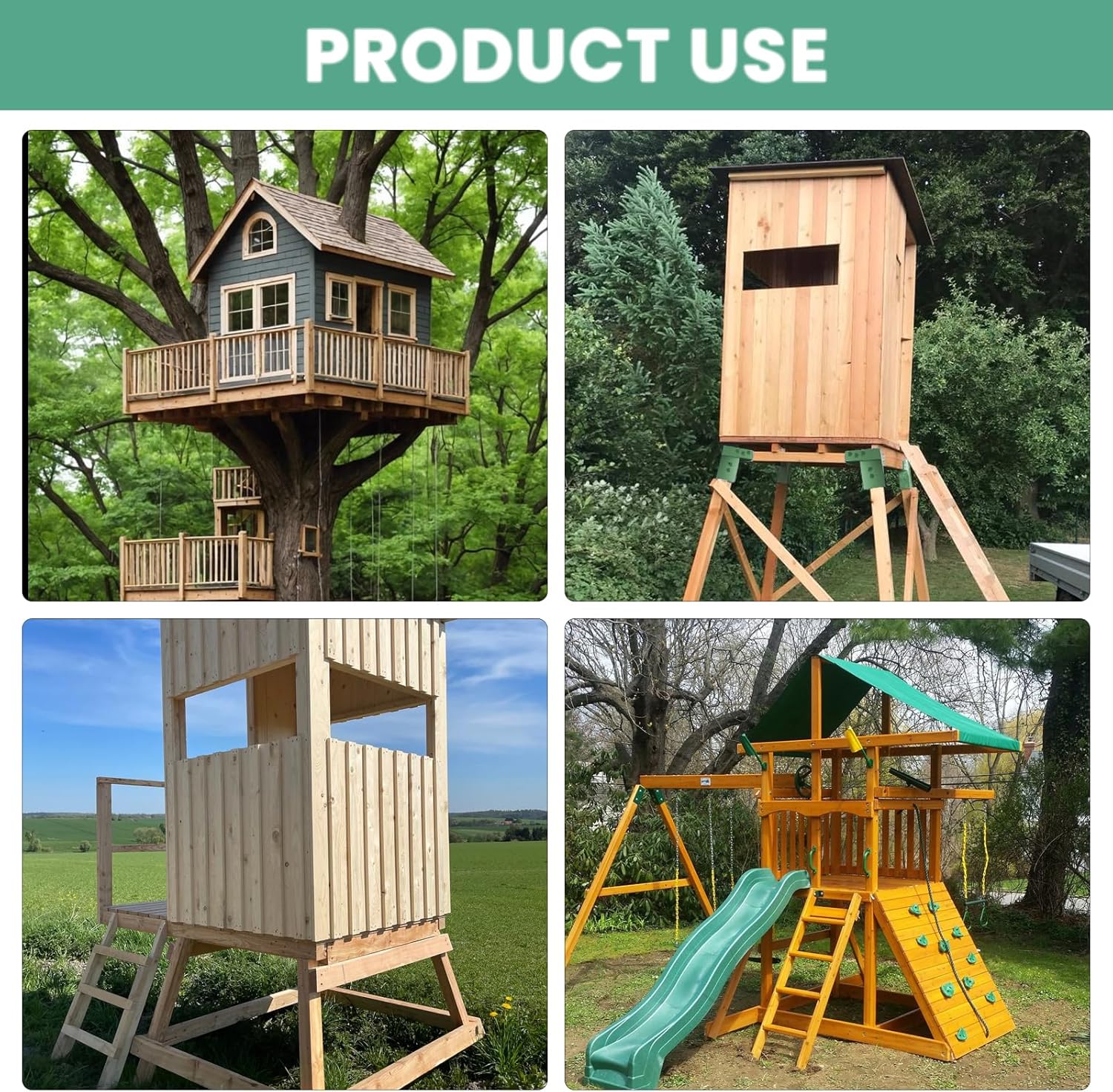 Deer Stand Brackets 4x4, Elevator Brackets 4Pcs, Deer Blind Brackets, for Outdoor Hunting Platform, Elevated Deer Blinds Brackets, Shooting Shacks, Tree Houses and Observation Decks