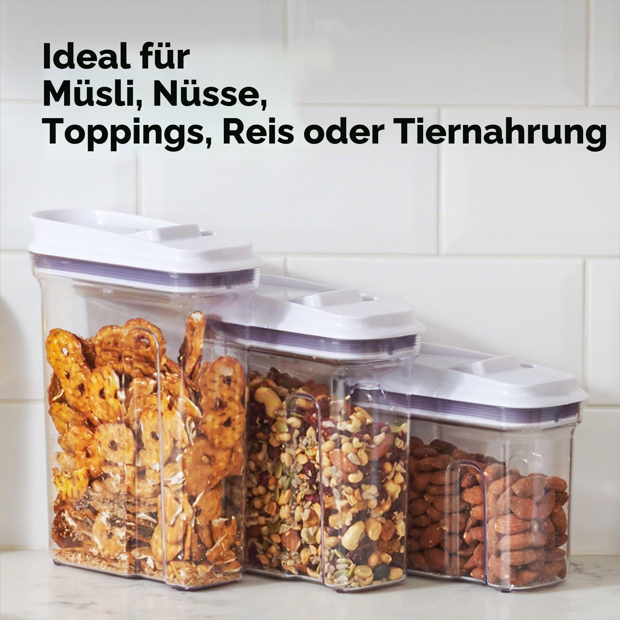 OXO Good Grips POP Müslispender groß (4,2 l) – Vorratsdose mit Deckel für eine luftdichte Aufbewahrung von Müsli und Cerealien, Weiss/Opulenter Garten