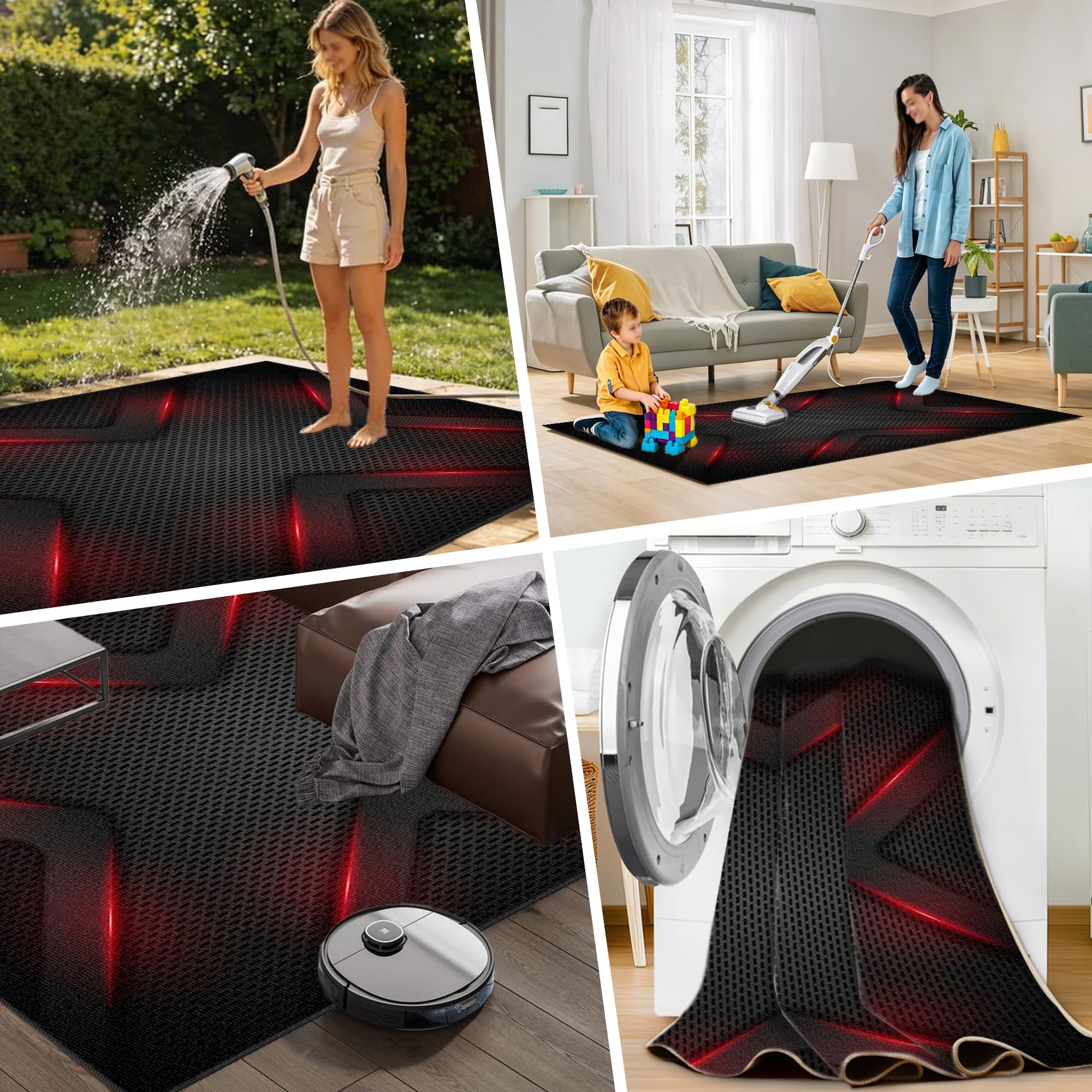 Zmywalny dywanik do pokoju zabaw, 130 x 140 cm / 51,18 x 55,12 cala Mata podłogowa na krzesło komputerowe do gier, mata sportowa, mata podłogowa dla graczy 3D do sypialni na krzesło biurowe