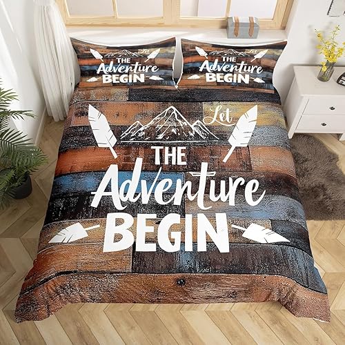 Miniatura 3 de Erosebridal Juego de funda de edredón rústica para cabaña, cámper, tamaño individual, para literas de caravana, funda de edredón para campamento