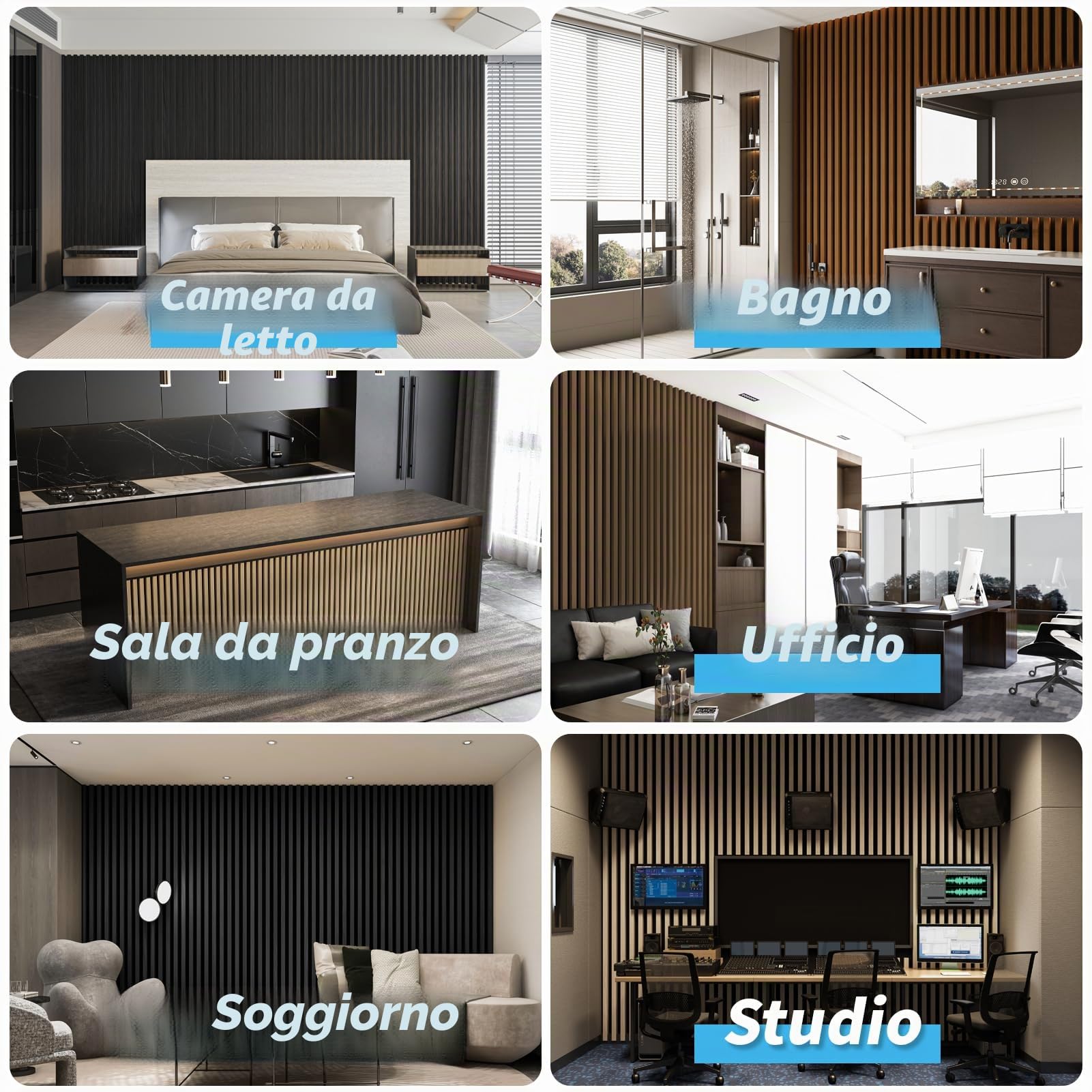 Art3d Pannelli Acustici Noce Scuro 3D | Fonoassorbente per ufficio, studio, soggiorno | Legno e feltro | 60x30cm 0,72m²