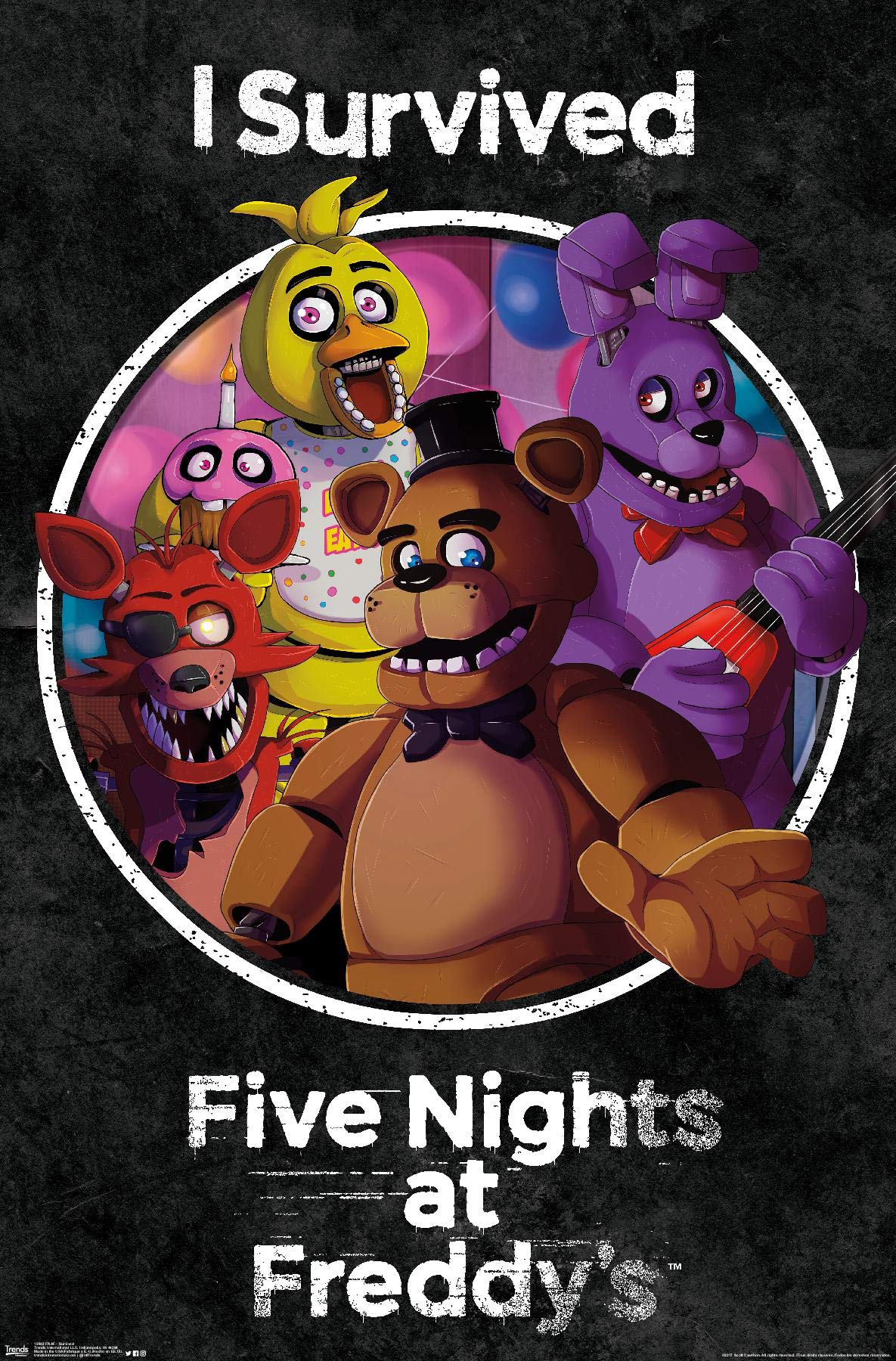 Amazon.com: Trends International Five Nights at Freddy's - Survived Wall  Poster, 22.375" x 34", Premium Unframed Version: Posters & Prints
