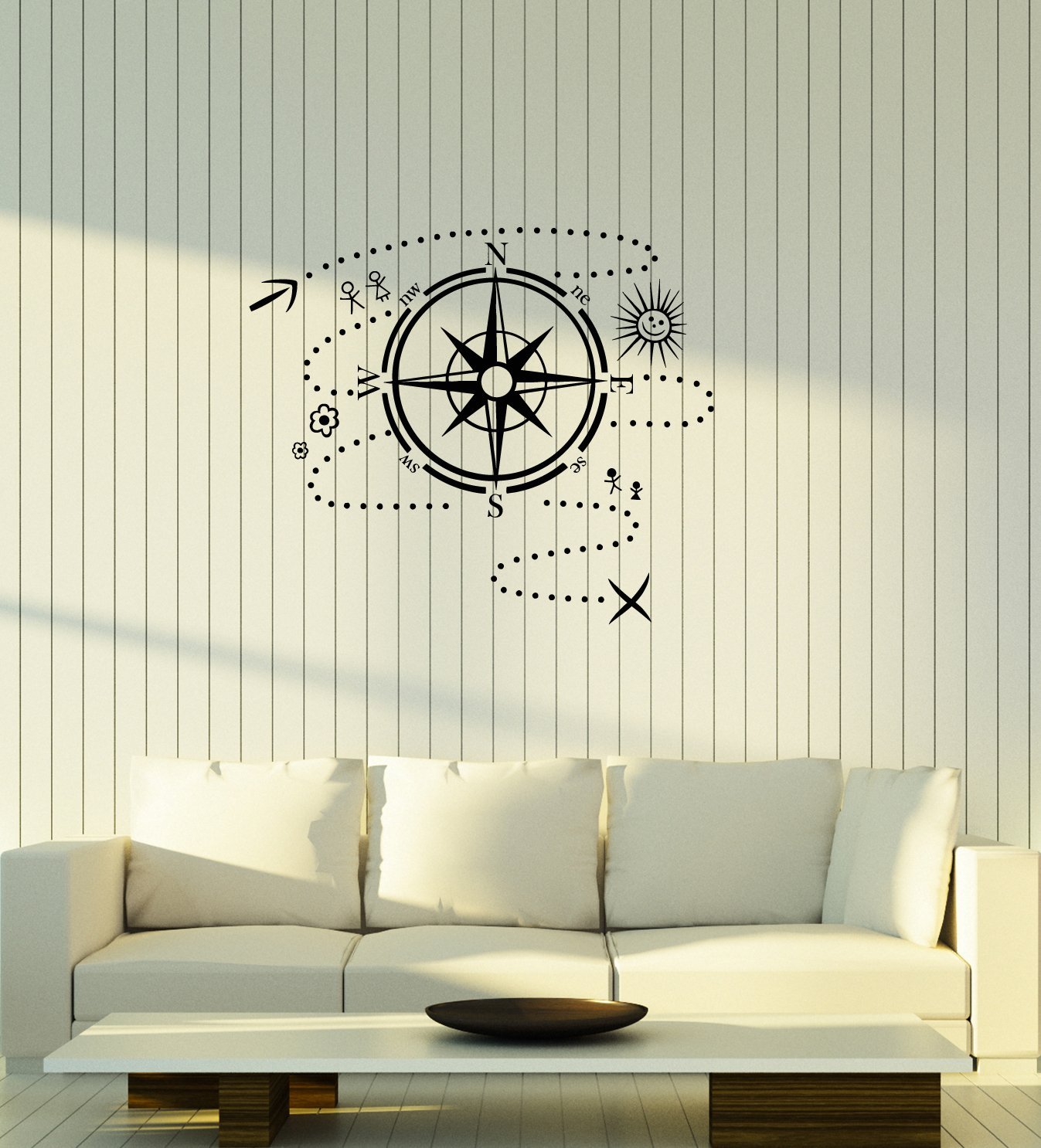 60*94CM viny brújula pegatinas de pared casa decoración pegatina para