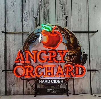 Neon Signs Beer Bar Bedroom Compatible For Angry Orchard Hard Cider Sign Glass Neon Signs for Office Hotel Pub Cafe Man Cave Neon Light Art Wall Lights 24 X 20 Inches