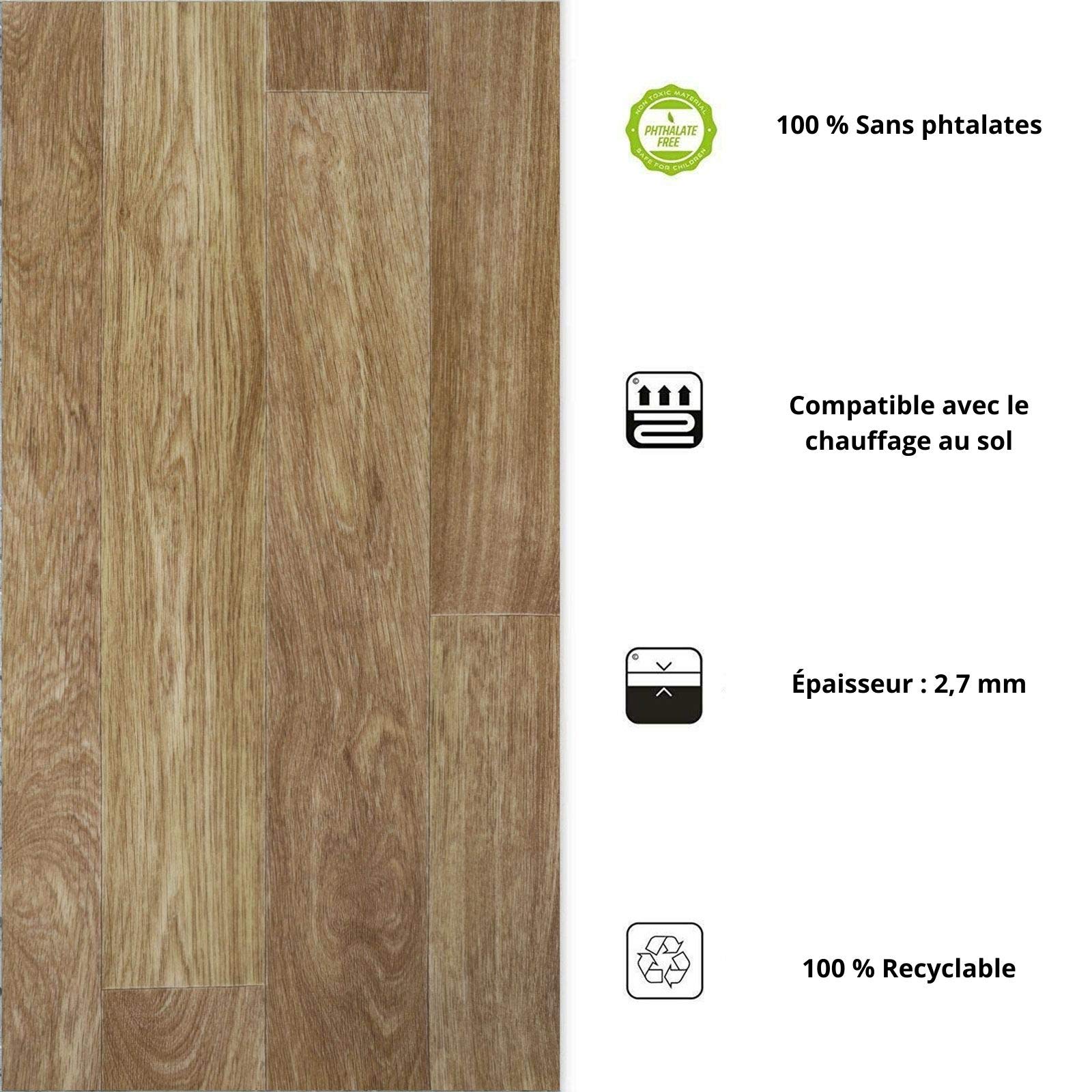 casa pura Pavimento PVC - Rivestimento Pavimento Finto Legno, Parquet, Granito e Basalto - Copri Pavimento Vinilico a Rotolo, Su Misura - 200 x 500 cm - Rovere Rustico