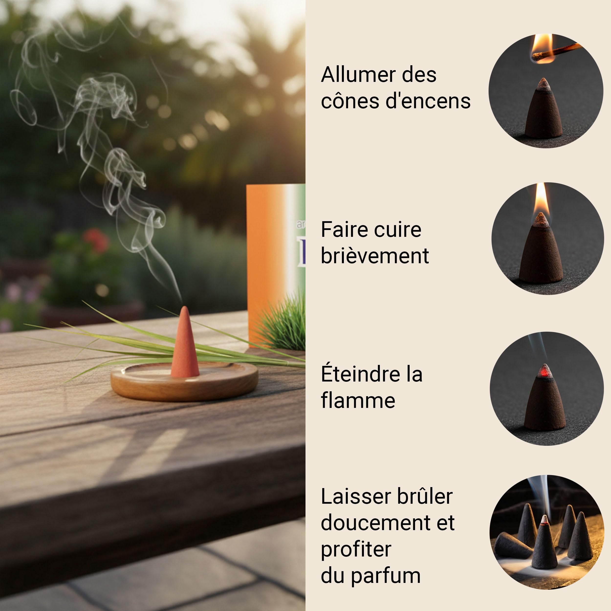 Aromalove Cônes d'encens XXL Freedom Citronnelle Longue durée Paquet de 50