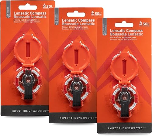 Survive Outdoors - Equipo de senderismo con brújula Lensatic más larga (paquete de 3)