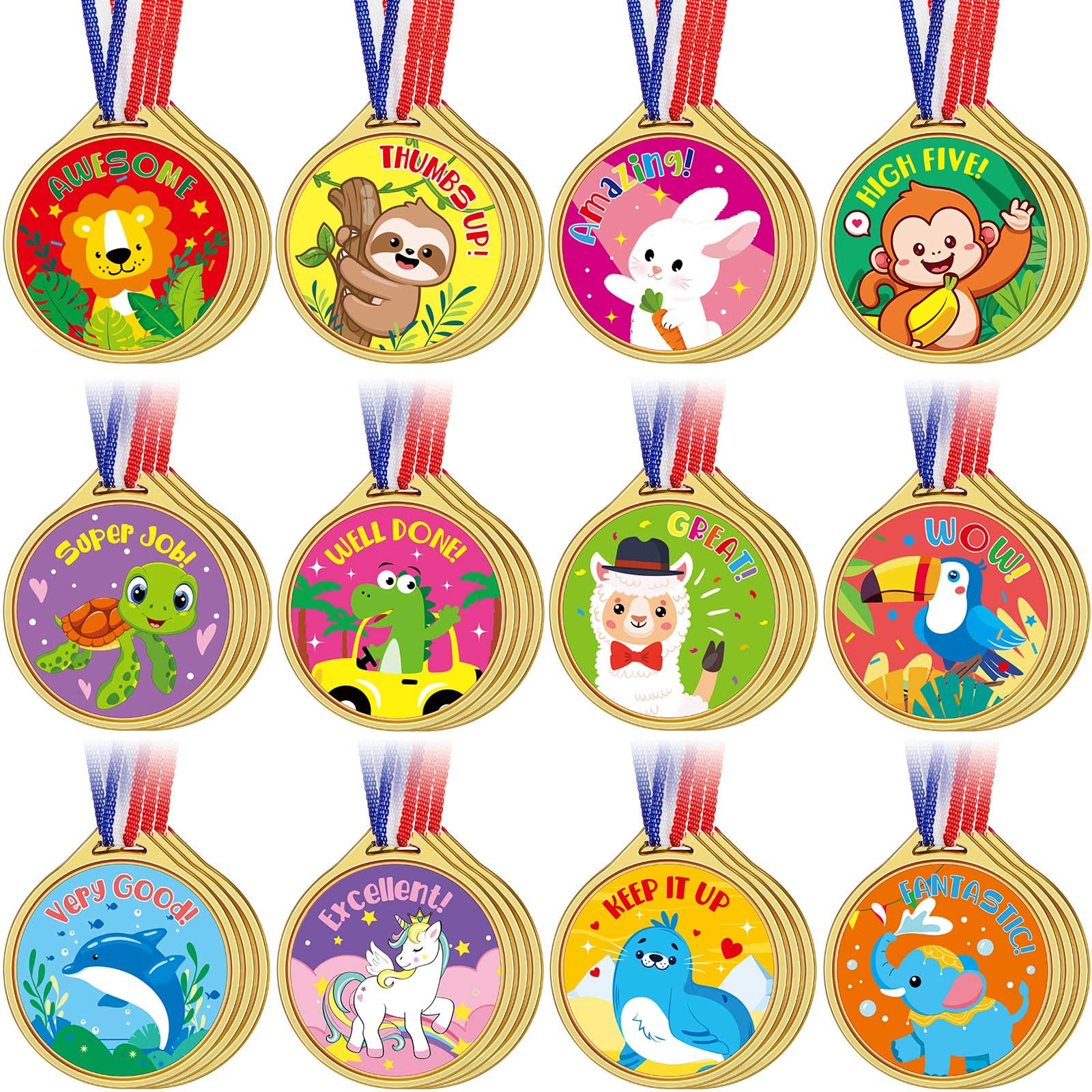 36 Pcs Award Medals Gold Plastic Award Medals Motivational Stickers for Kids Teacher Reward Stickers School Supplies for...