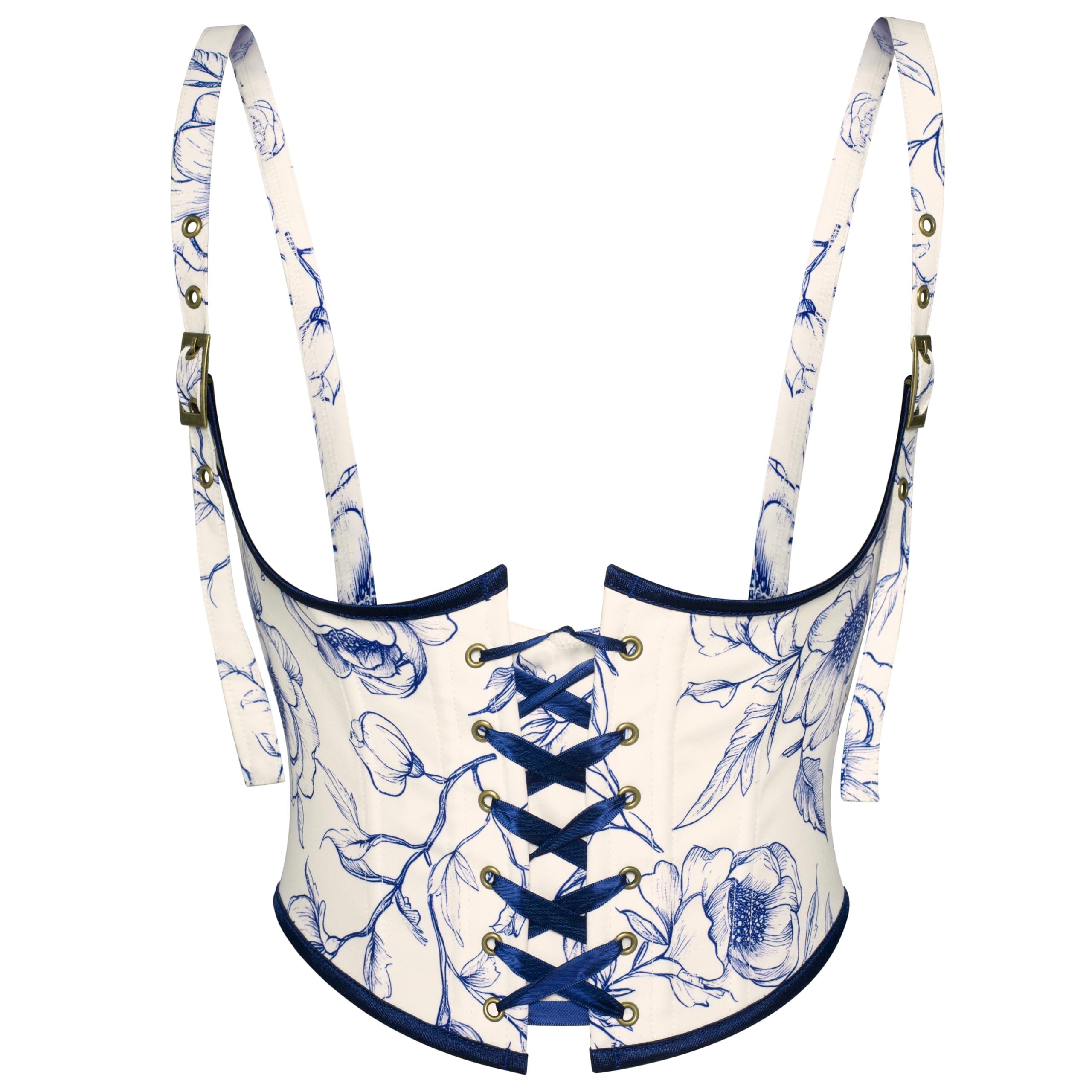 Scarlet Darkness Corset for Women Lace-up Wide Waist Belt Pirate Waspie for Renaissance Costume Blue 16
